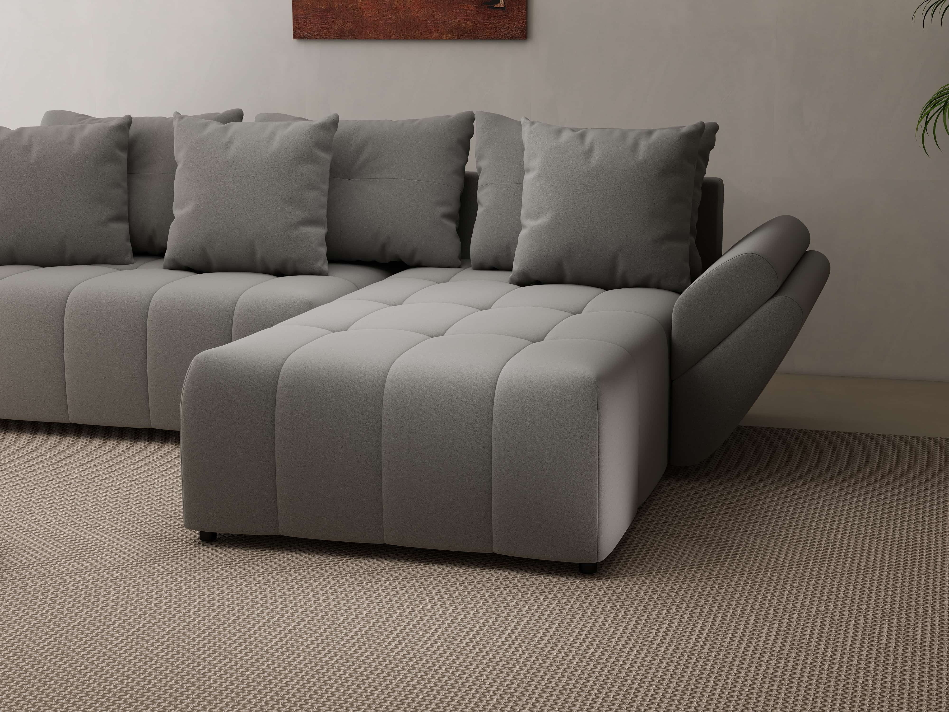 Colțar extensibil dumonde cu ladă de depozitare si sezut confortabil din spuma HR, Berlin Royal Gri 280x185 cm II Fabrica