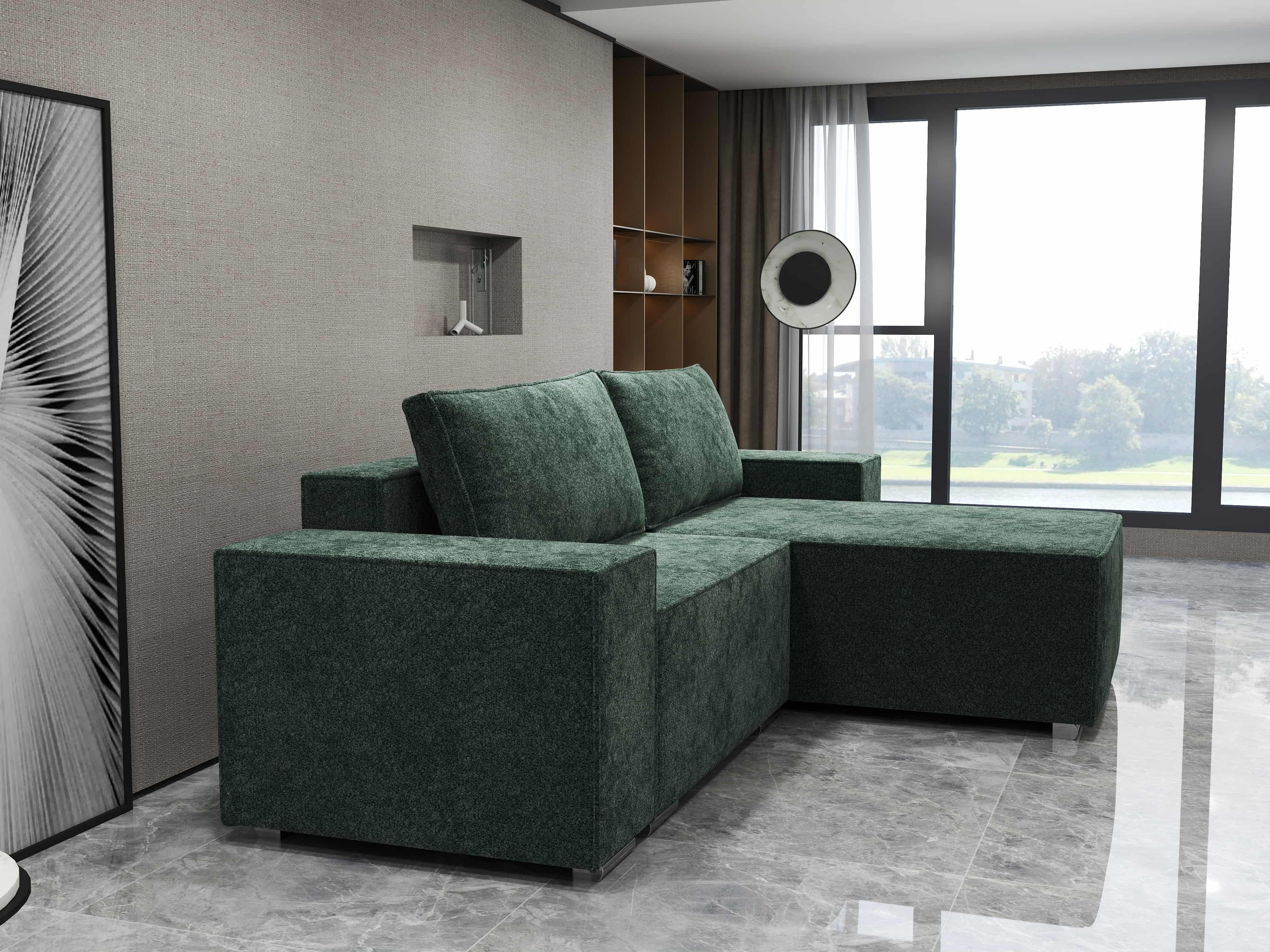 Colțar extensibil dumonde cu ladă de depozitare si sezut confortabil din spuma HR, Dream Euphoria Verde 290x185 cm II Fabrica
