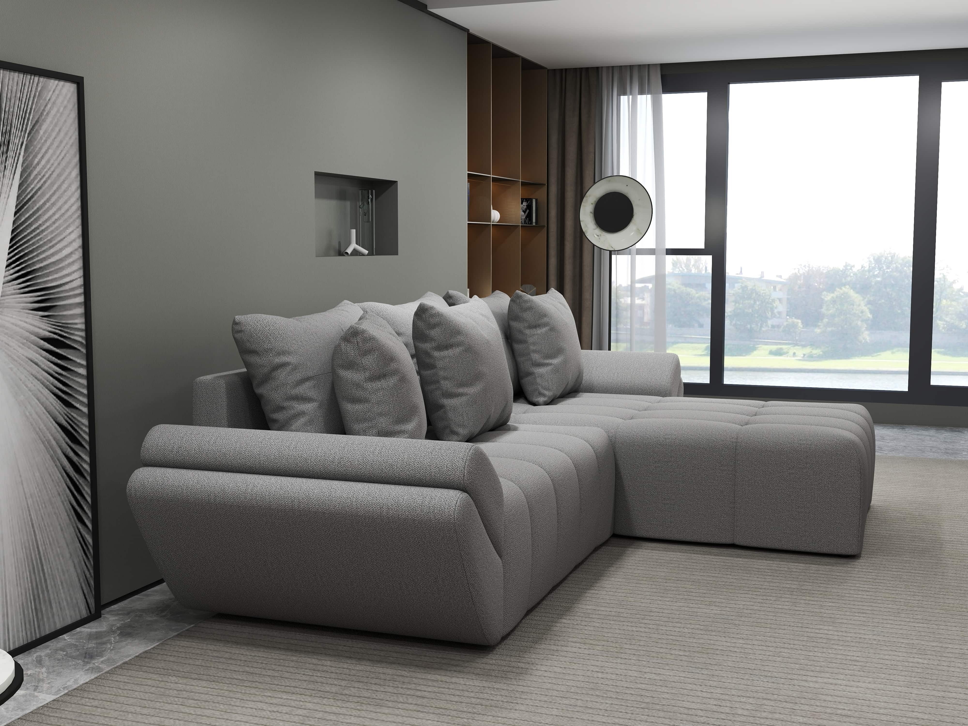 Colțar extensibil dumonde cu ladă de depozitare si sezut confortabil din spuma HR, Berlin Enjoy Gri 280x185 cm II Fabrica