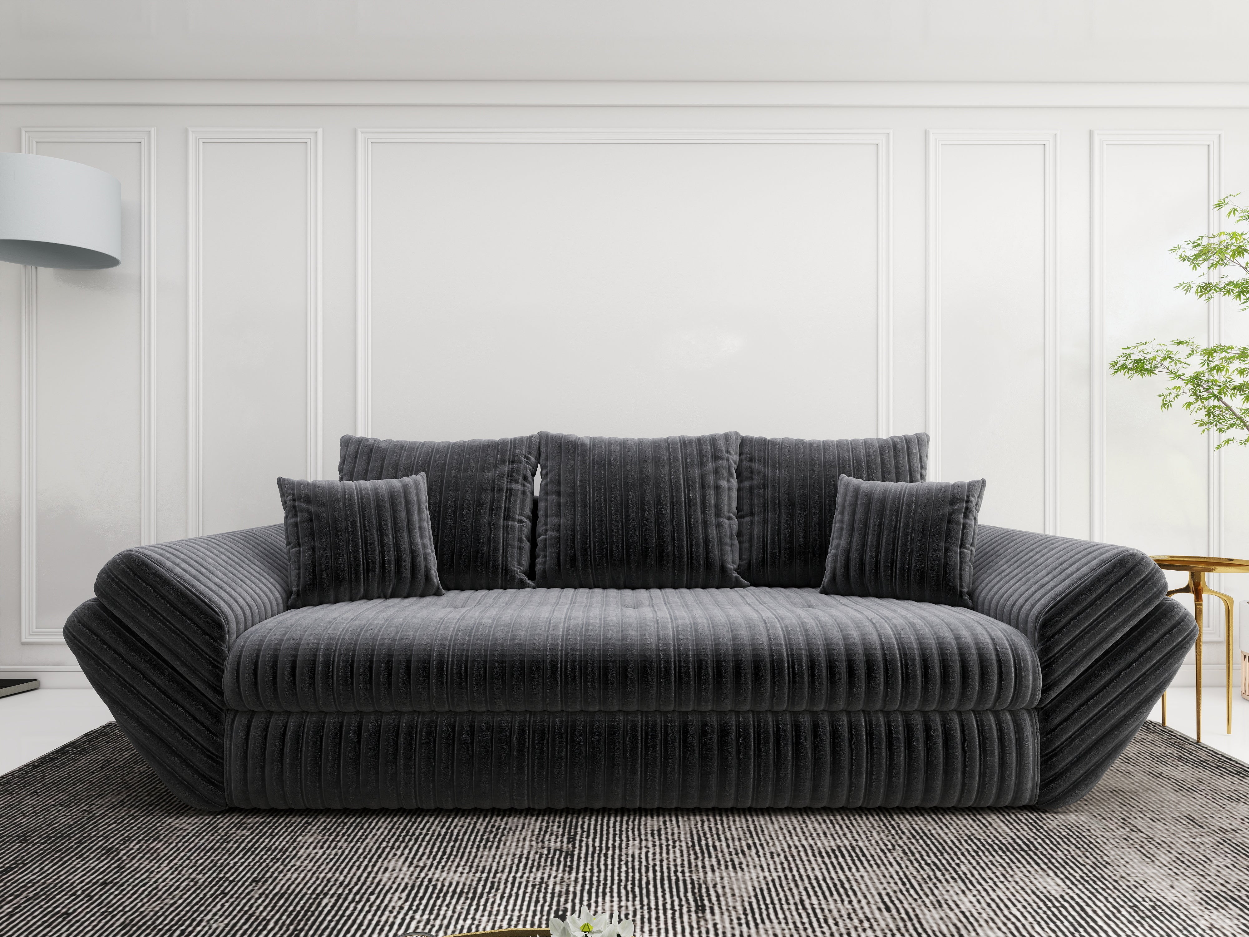 Canapea extensibilă dumonde cu ladă de depozitare si sezut confortabil din spuma HR, Loana Ambience Grey 250x100 cm Fabrica