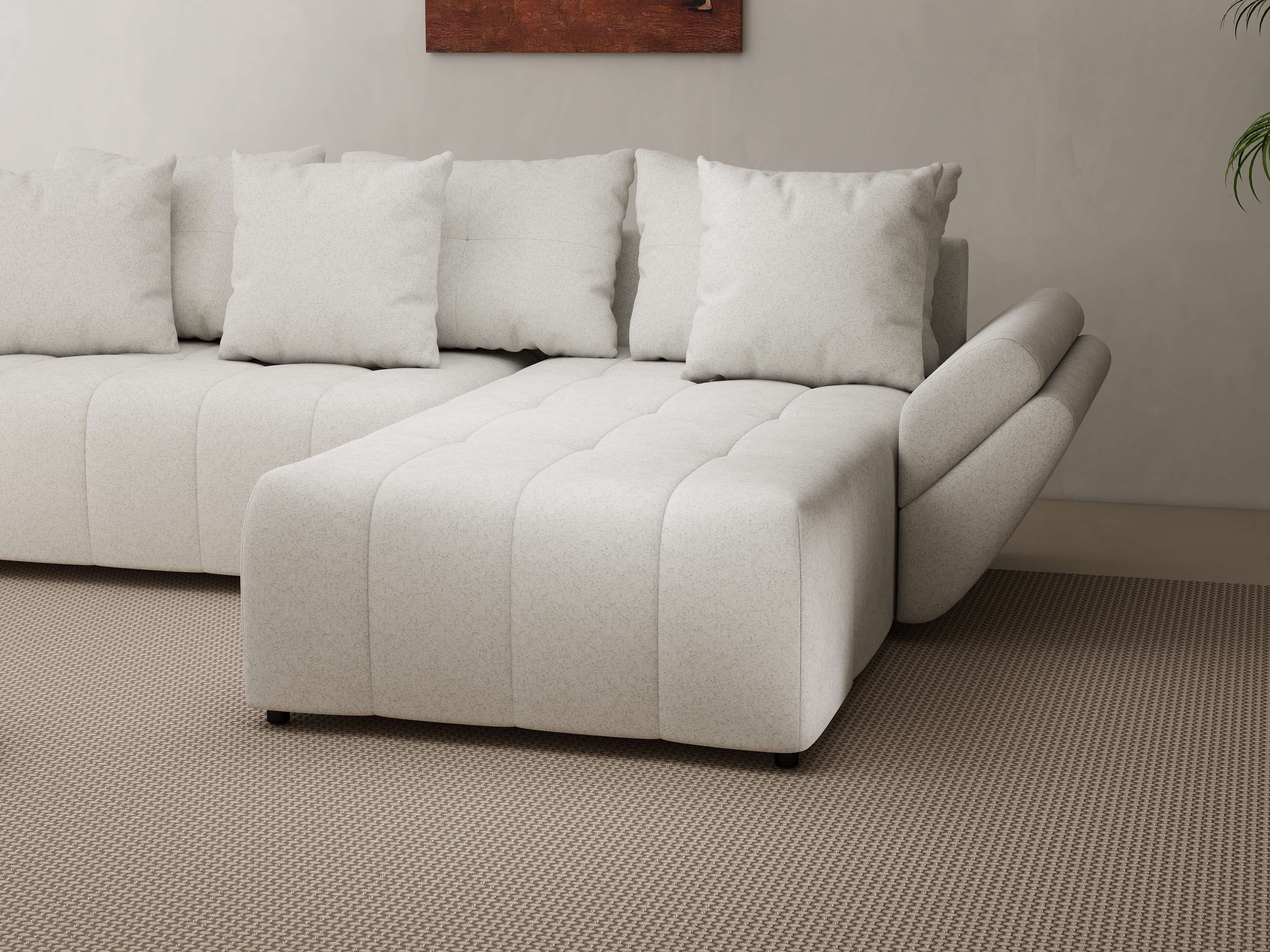 Colțar extensibil dumonde cu ladă de depozitare si sezut confortabil din spuma HR, Berlin Euphoria Ivory 280x185 cm II Fabrica