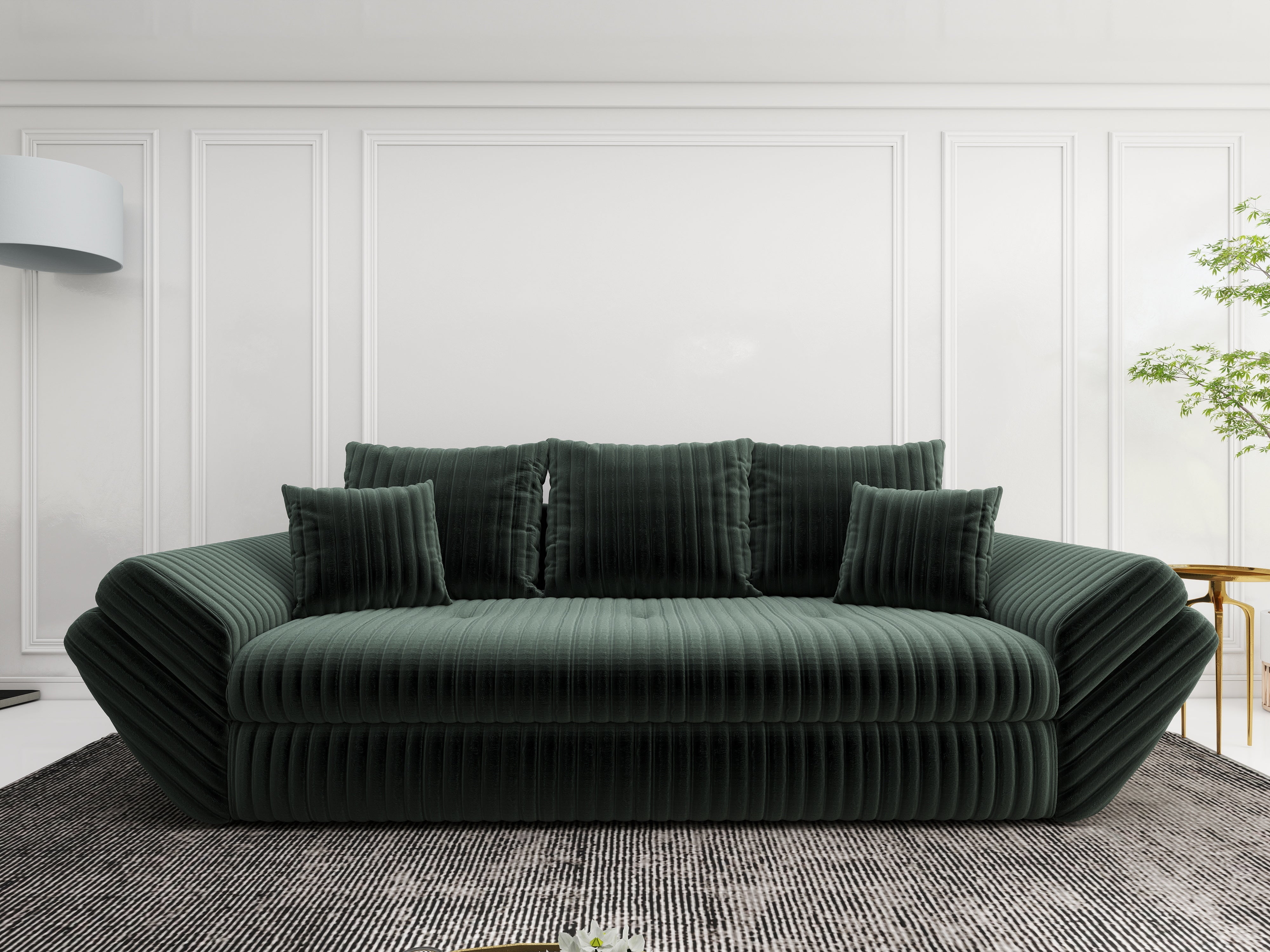 Canapea extensibilă dumonde cu ladă de depozitare si sezut confortabil din spuma HR, Loana Ambience Green 250x100 cm Fabrica