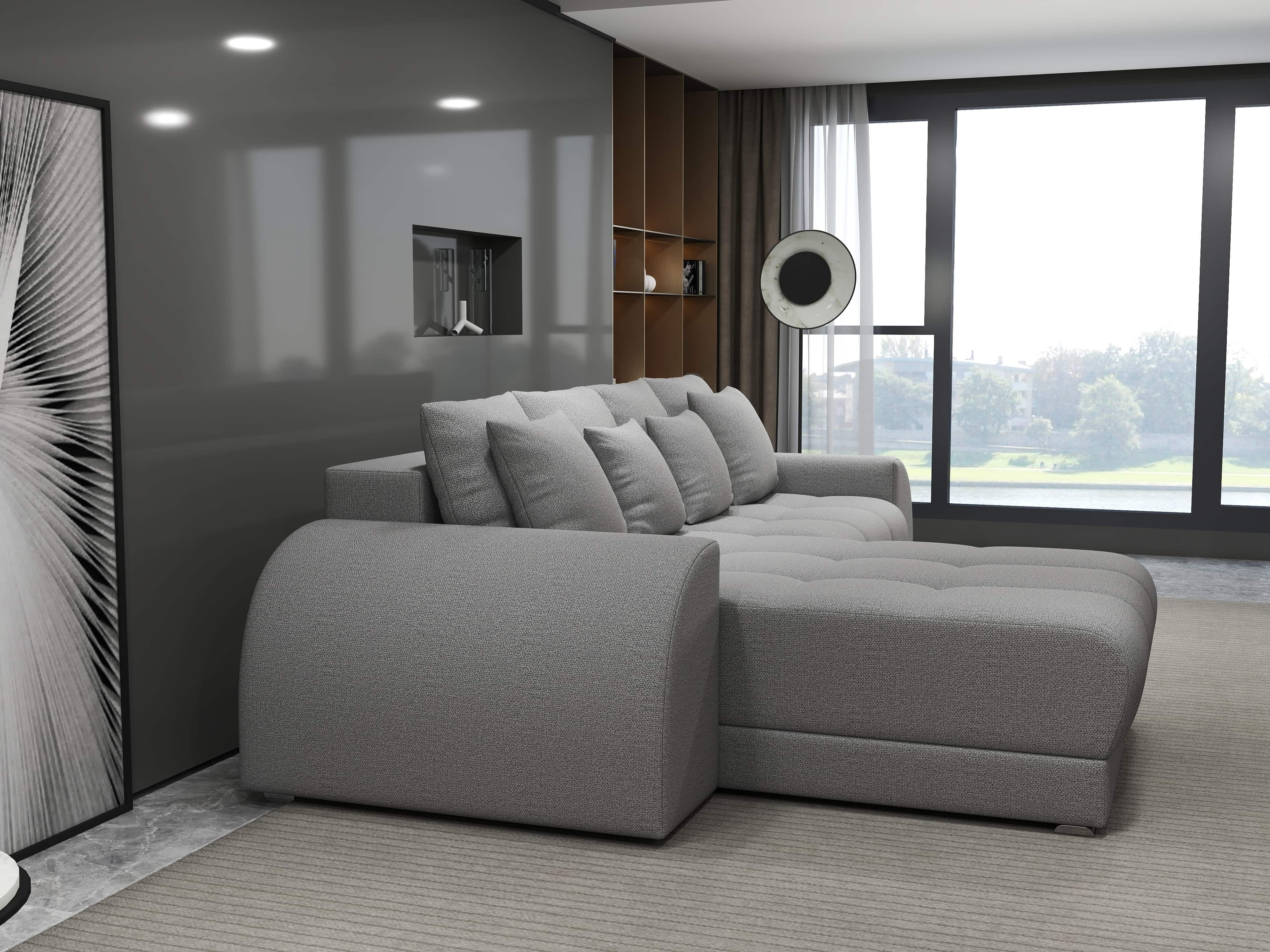 Colțar extensibil dumonde cu ladă de depozitare si sezut confortabil din spuma HR, Verona Enjoy Gri 290x185 cm Fabrica