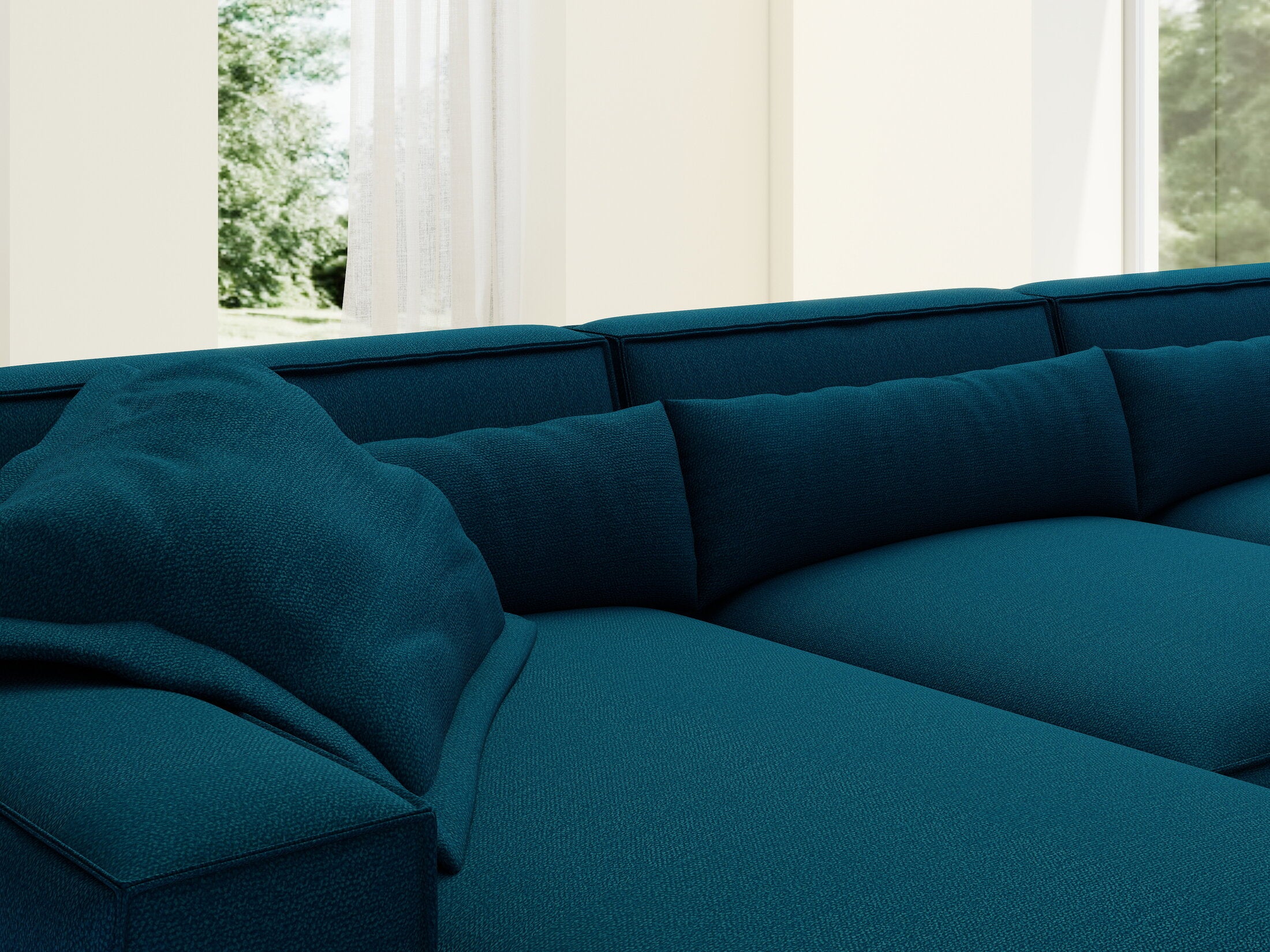 Colțar dumonde cu sezut confortabil din spuma HR, Marvelo XL Enjoy Verde Petrol 366x175 cm