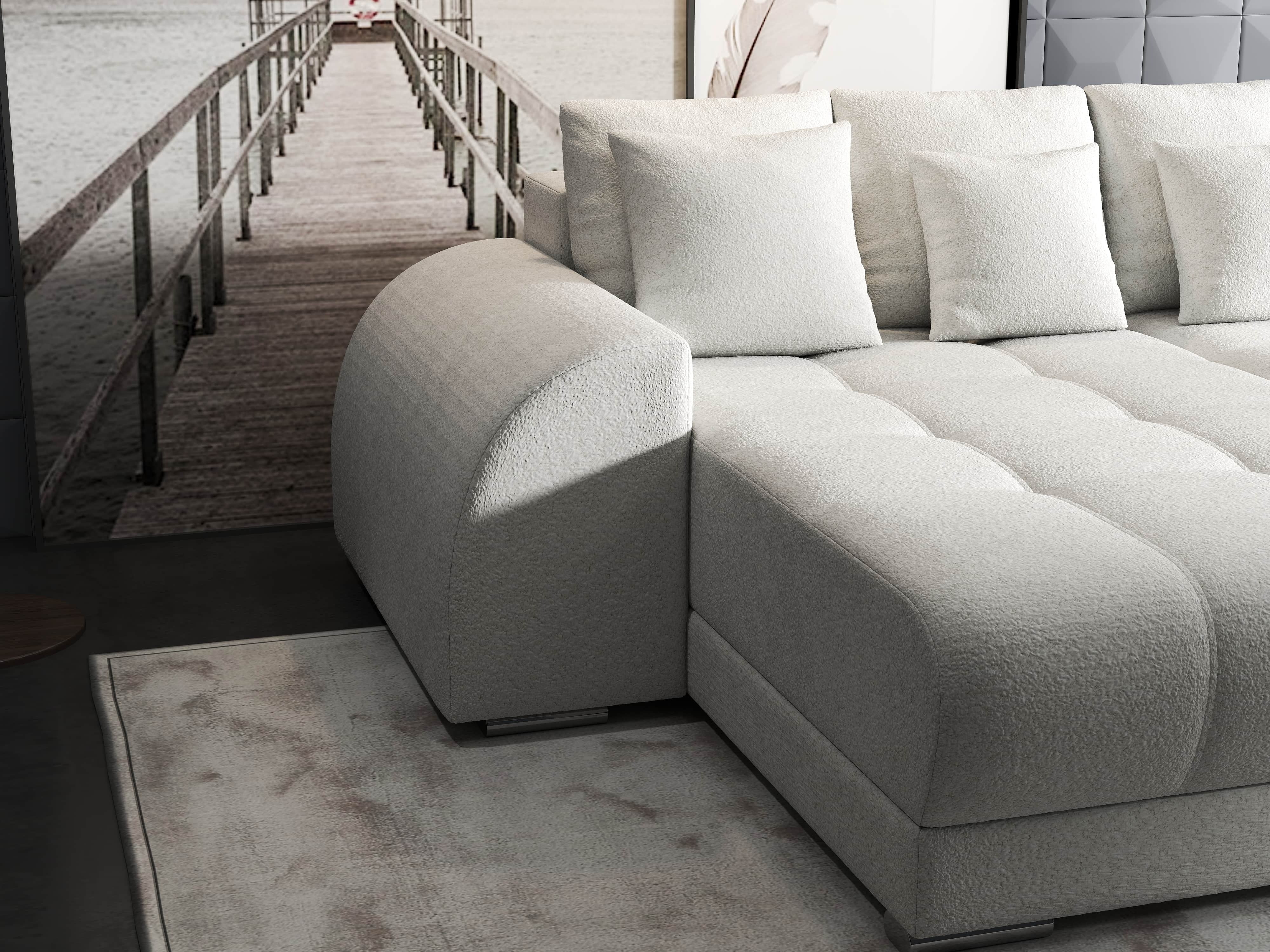 Colțar extensibil dumonde cu ladă de depozitare si sezut confortabil din spuma HR, Verona Euphoria Ivory 290x185 cm Fabrica