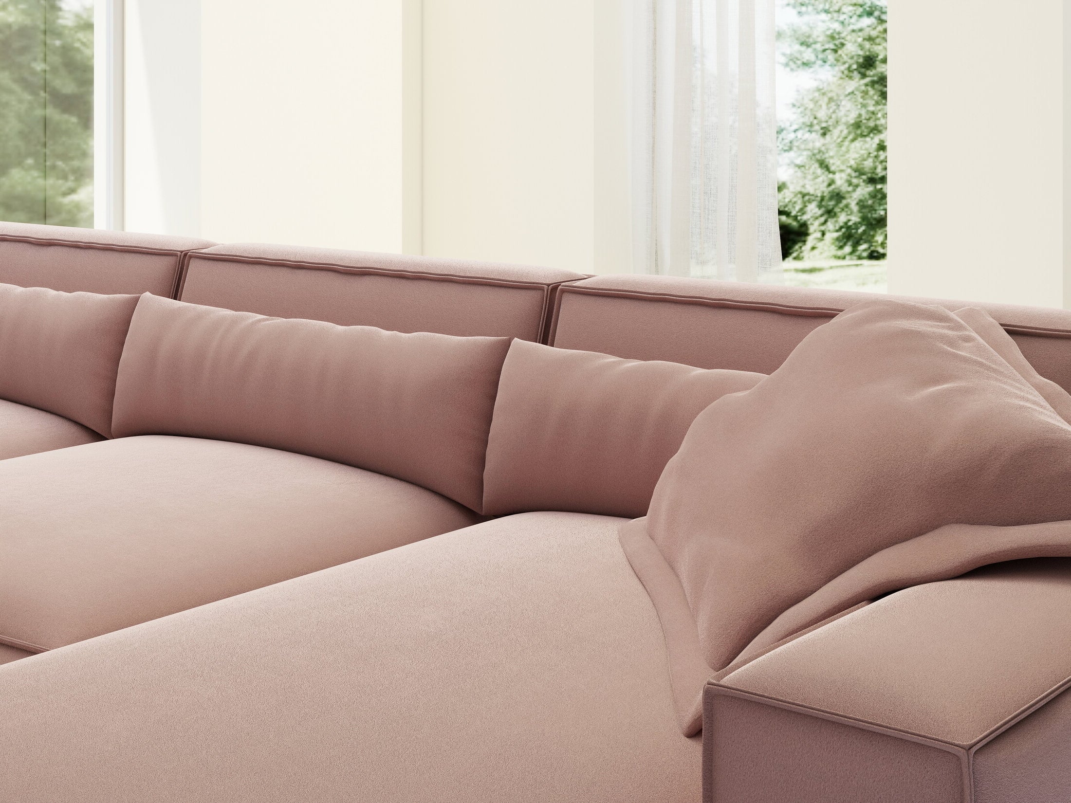 Colțar dumonde cu sezut confortabil din spuma HR, Marvelo XL Royal Roz 366x175 cm II