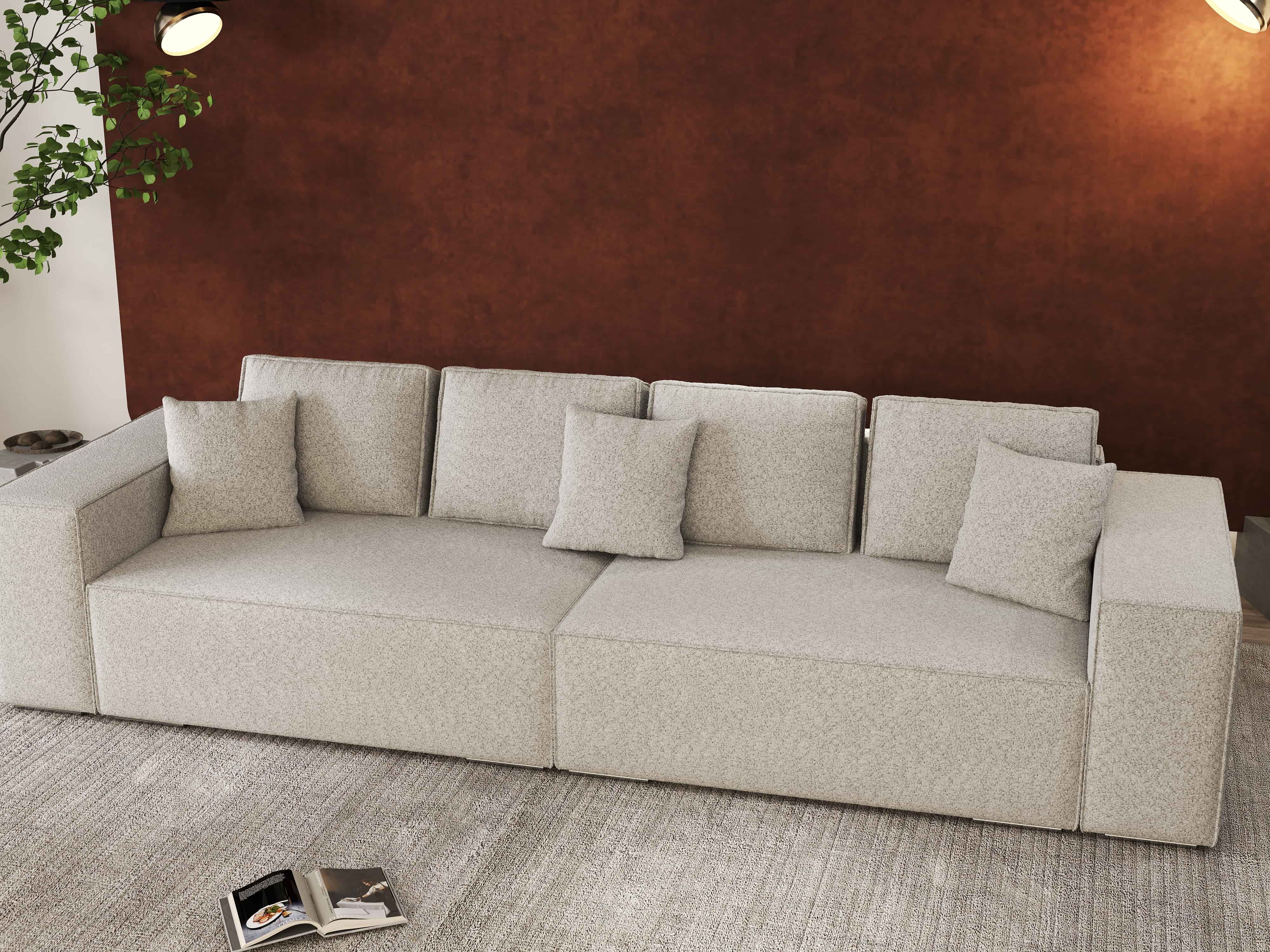 Canapea extensibilă dumonde cu ladă de depozitare si sezut confortabil din spuma HR, Dream Euphoria Dove 310x100 cm Fabrica