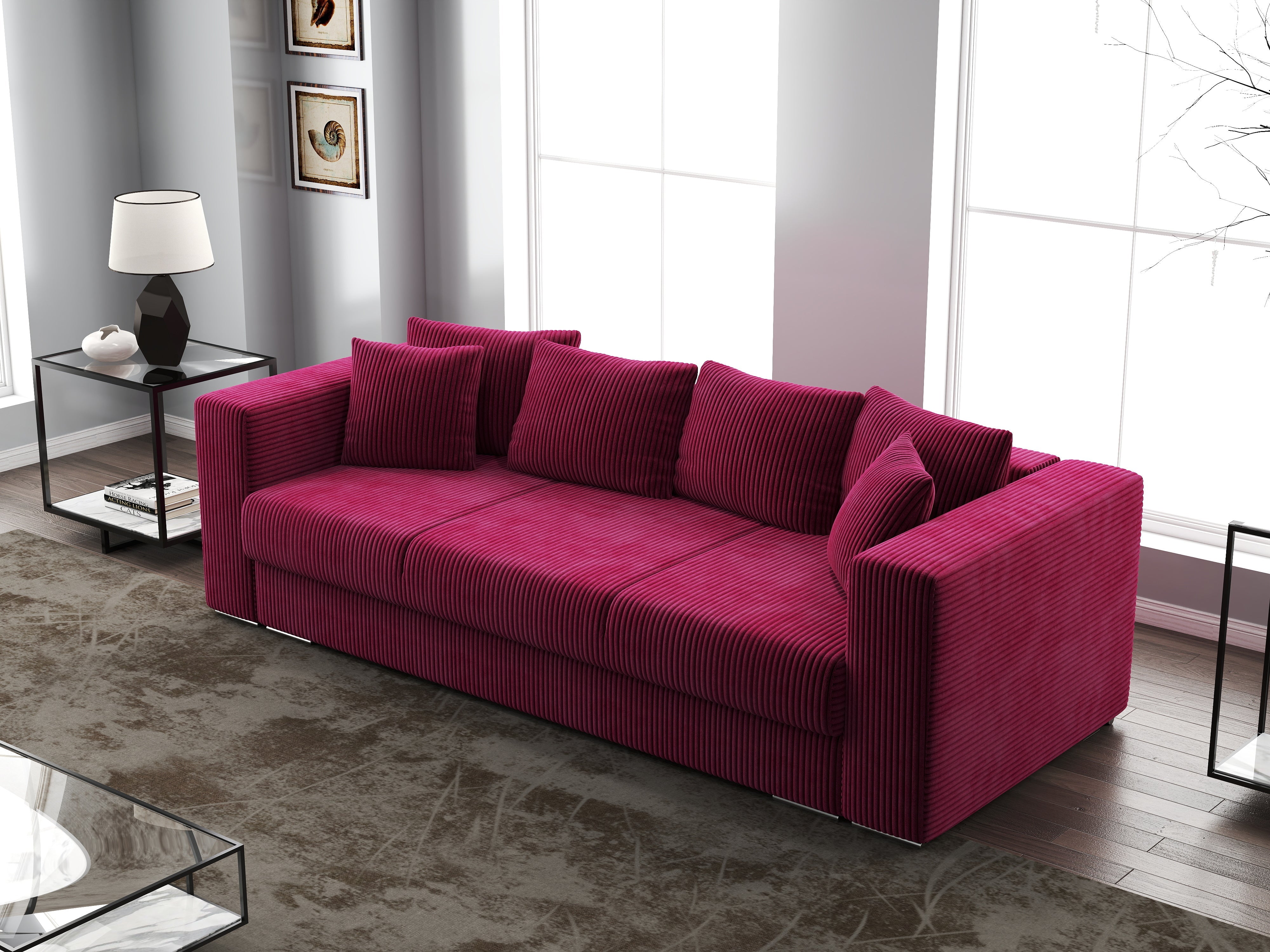 Canapea extensibilă dumonde cu ladă de depozitare si sezut confortabil din spuma HR, Gloria Zoom Red 240x100 cm Fabrica