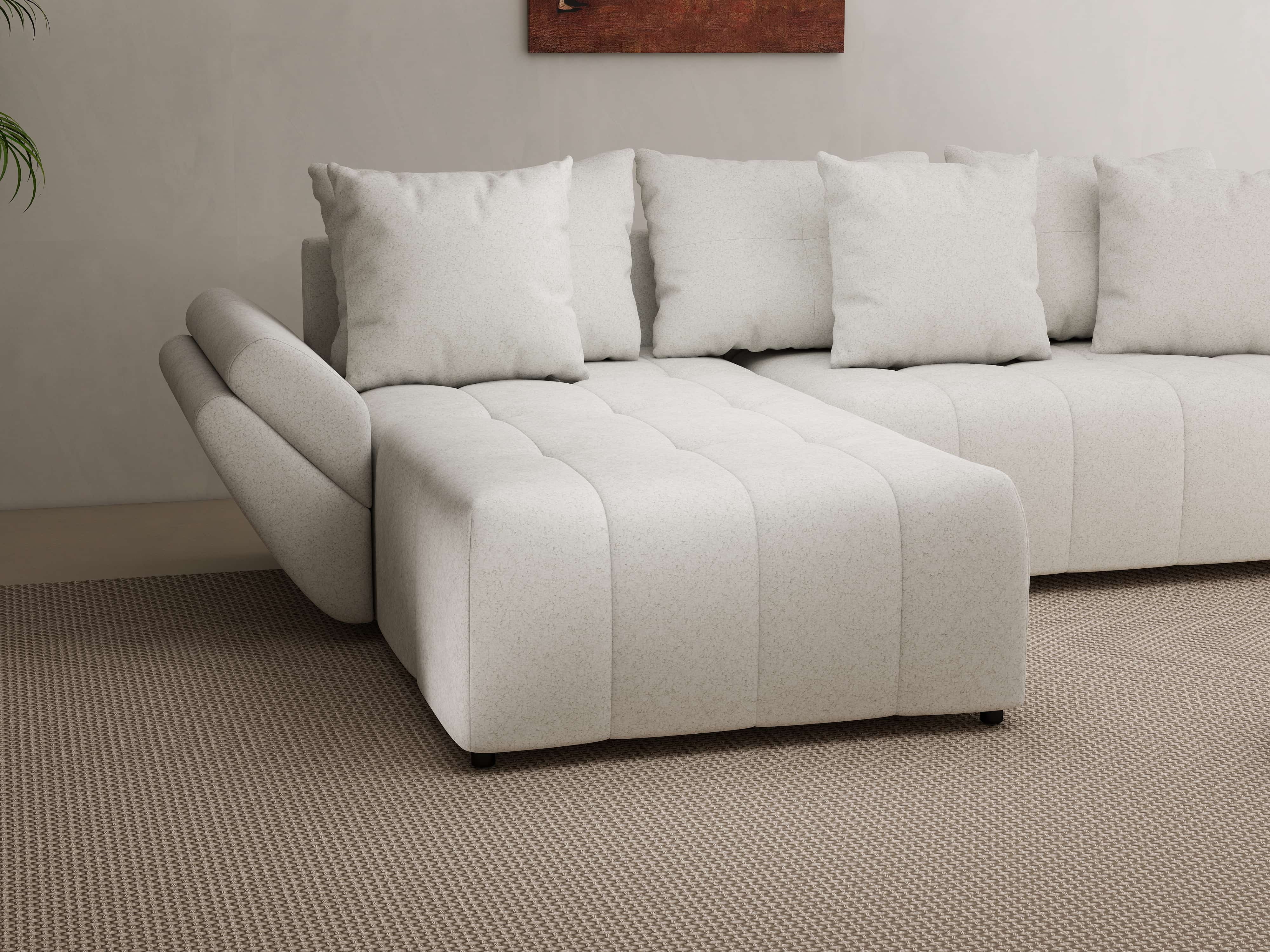 Colțar extensibil dumonde cu ladă de depozitare si sezut confortabil din spuma HR, Berlin Euphoria Ivory 280x185 cm Fabrica