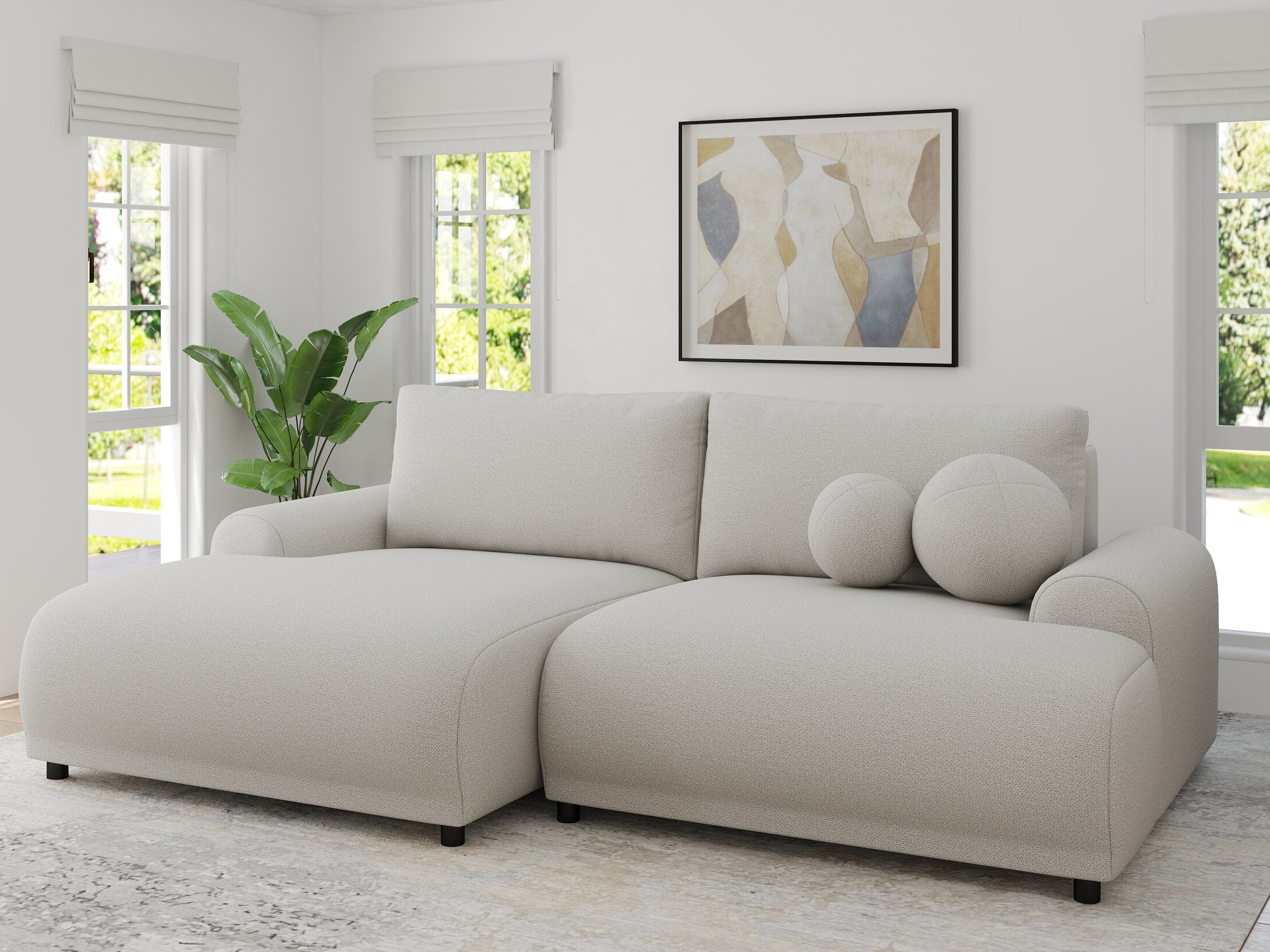 Colțar extensibil dumonde cu ladă de depozitare și șezut confortabil din spumă HR, Carlo Enjoy Bej 240x145 cm