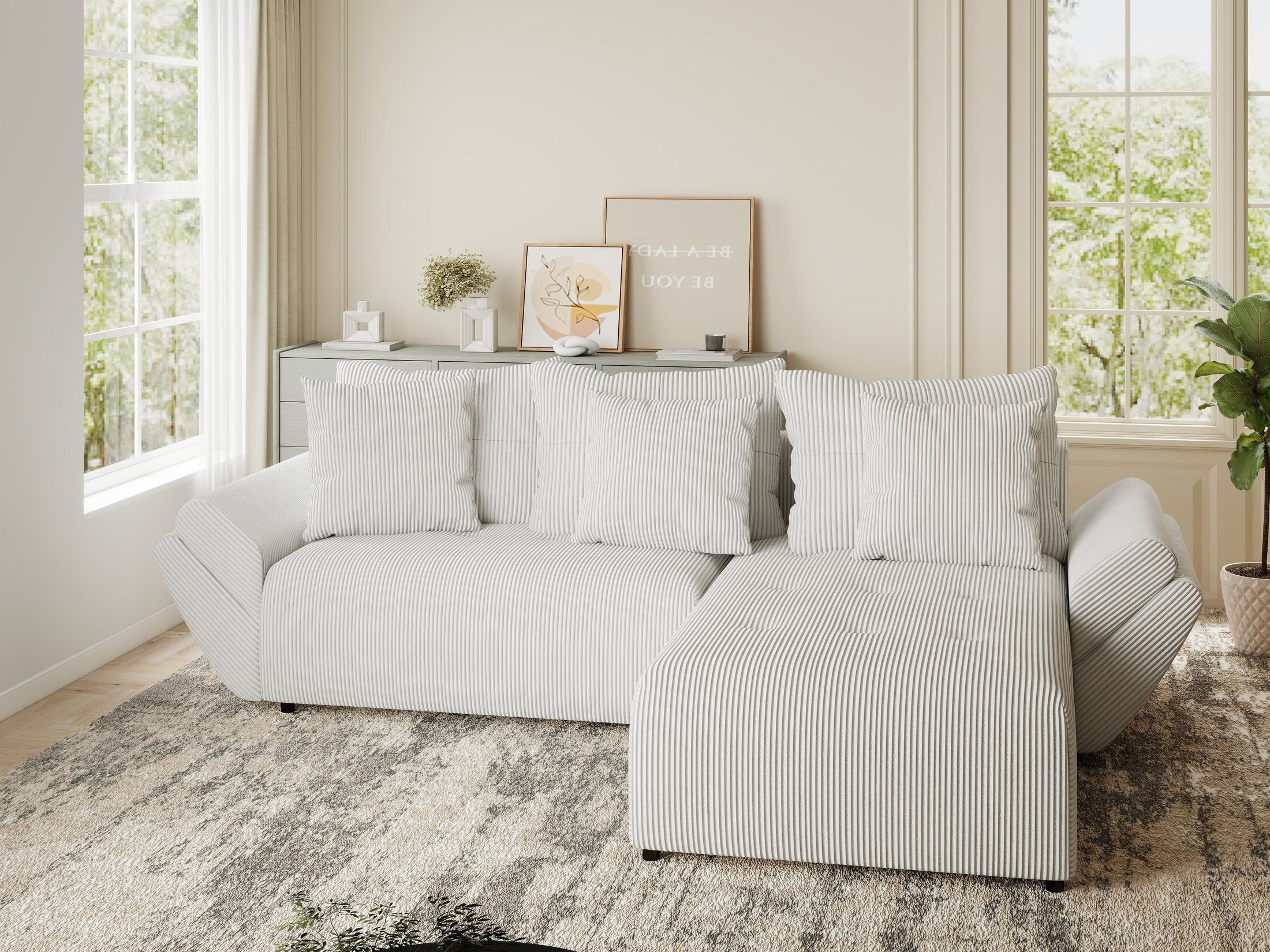 Colțar extensibil dumonde cu ladă de depozitare si sezut confortabil din spuma HR, Berlin Zoom Gri 280x185 cm II