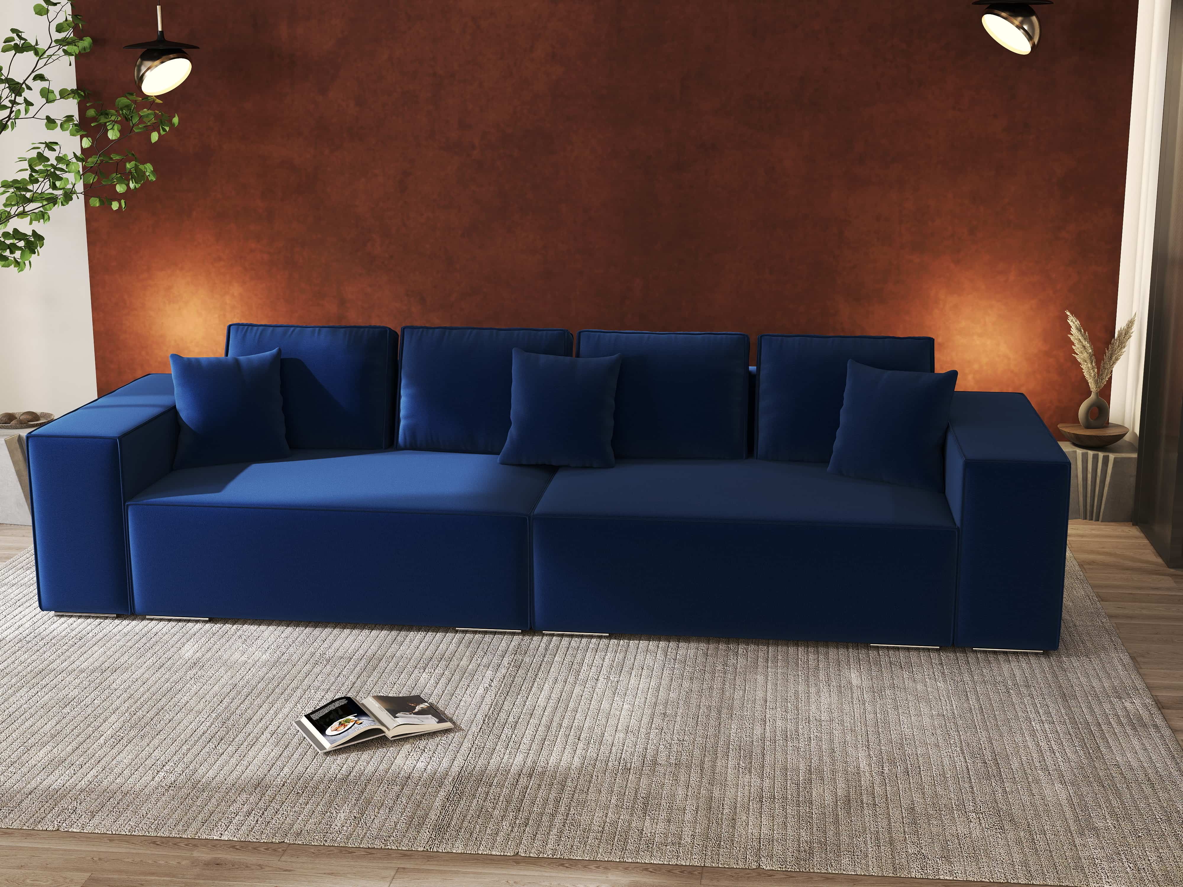 Canapea extensibilă dumonde cu ladă de depozitare si sezut confortabil din spuma HR, Dream Royal Albastru 310x100 cm Fabrica