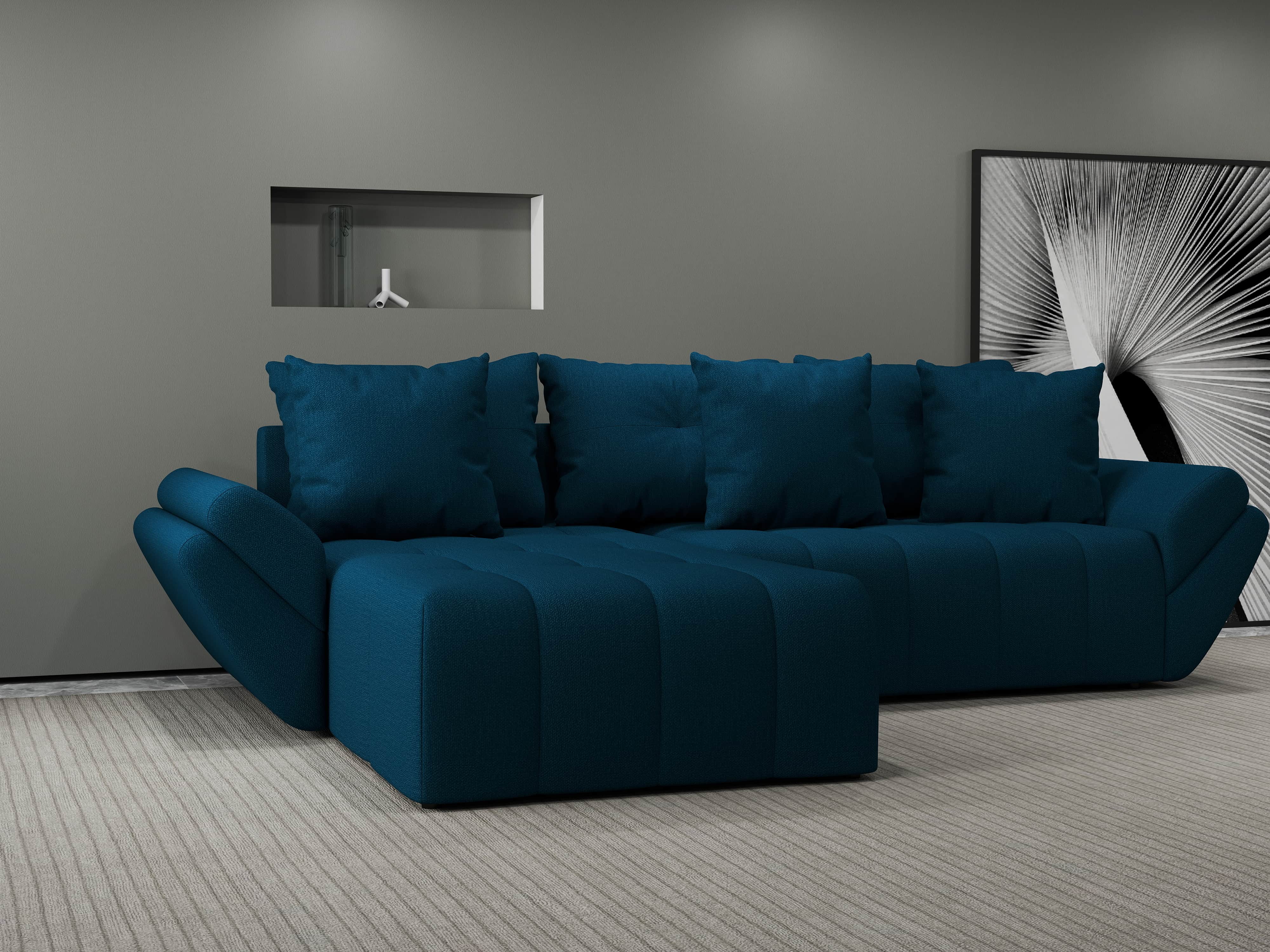 Colțar extensibil dumonde cu ladă de depozitare si sezut confortabil din spuma HR, Berlin Enjoy Petrol 280x185 cm Fabrica