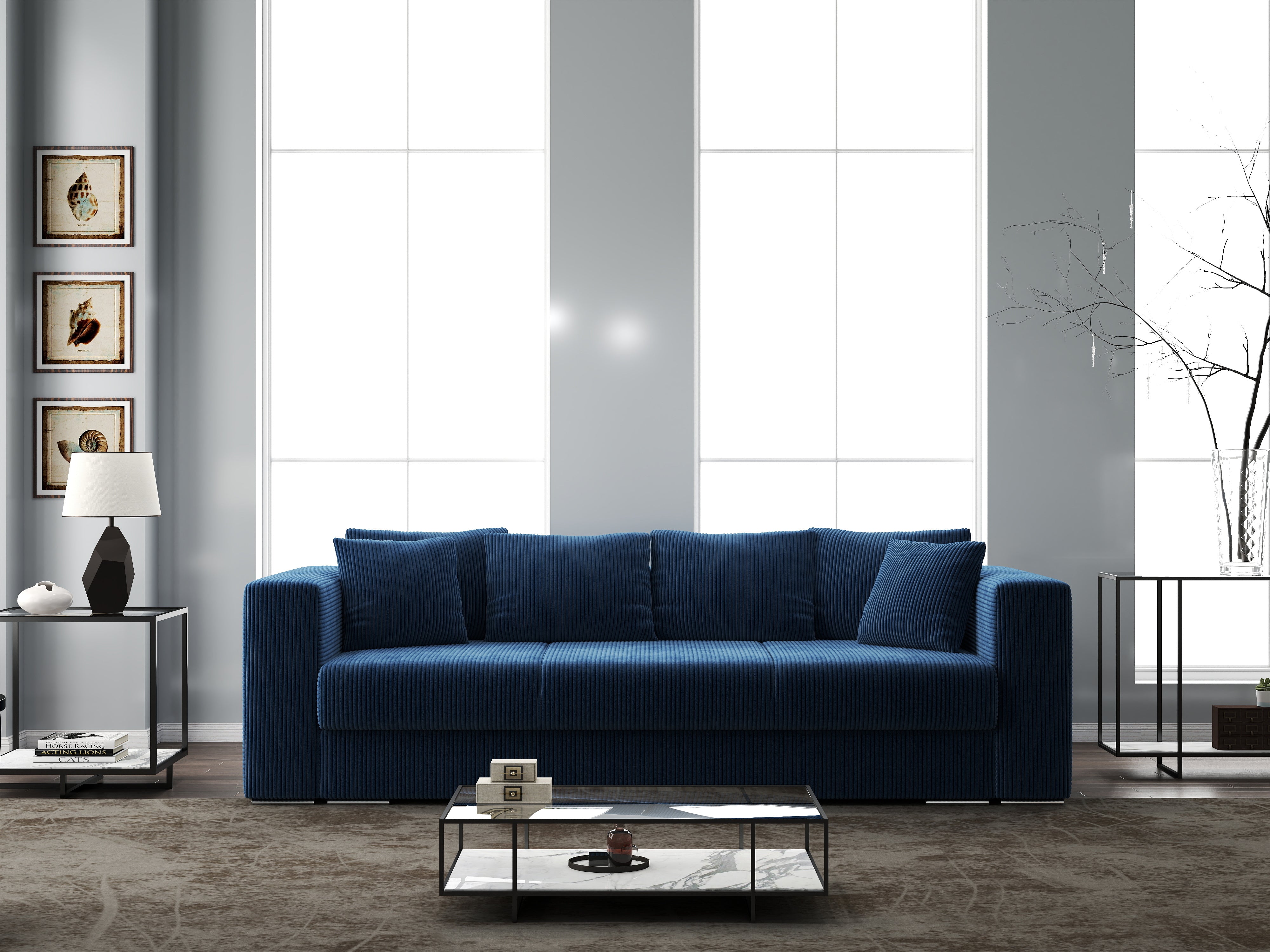 Canapea extensibilă dumonde cu ladă de depozitare si sezut confortabil din spuma HR, Gloria Zoom Blue 240x100 cm Fabrica