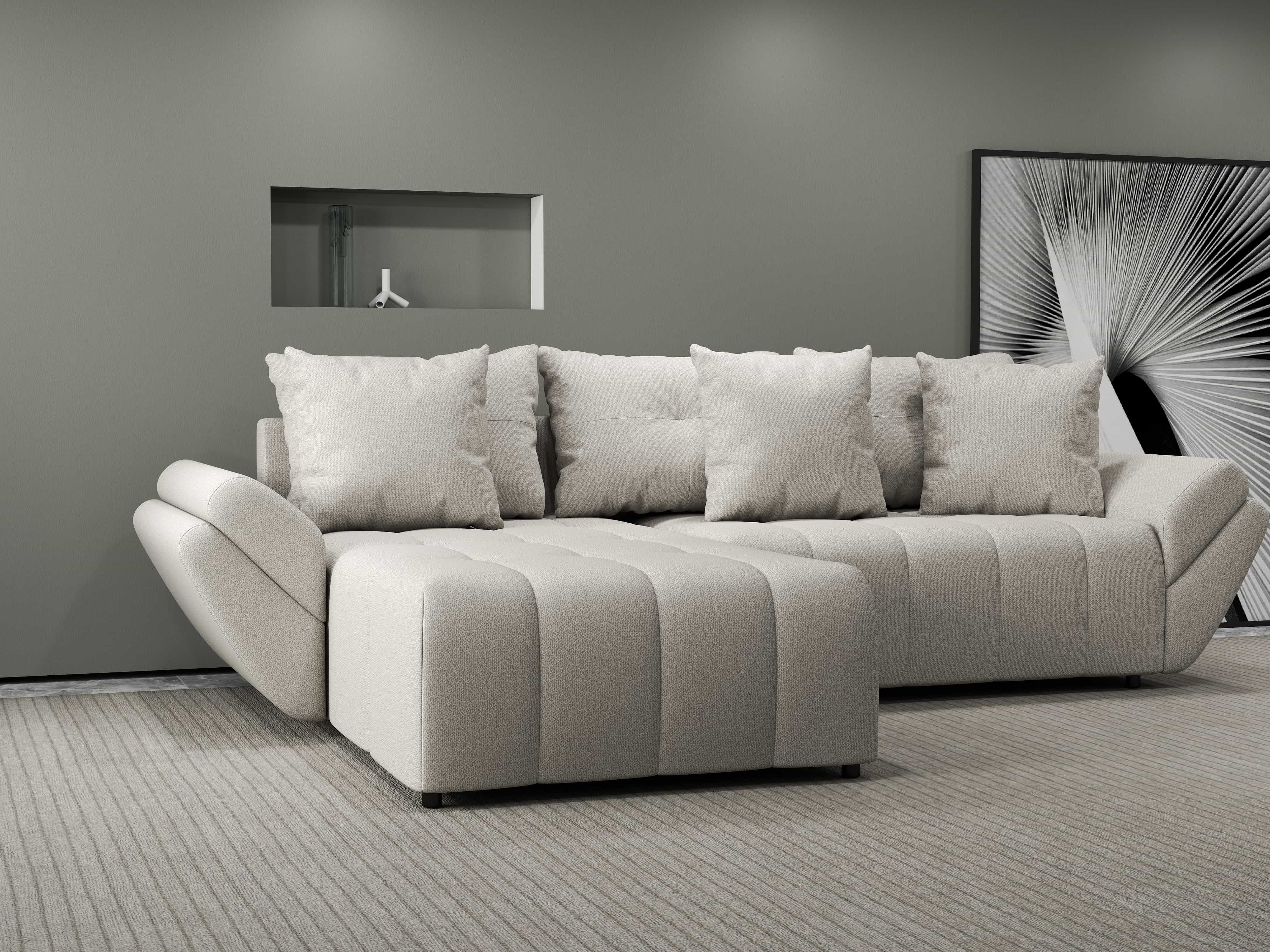 Colțar extensibil dumonde cu ladă de depozitare si sezut confortabil din spuma HR, Berlin Enjoy Bej 280x185 cm Fabrica