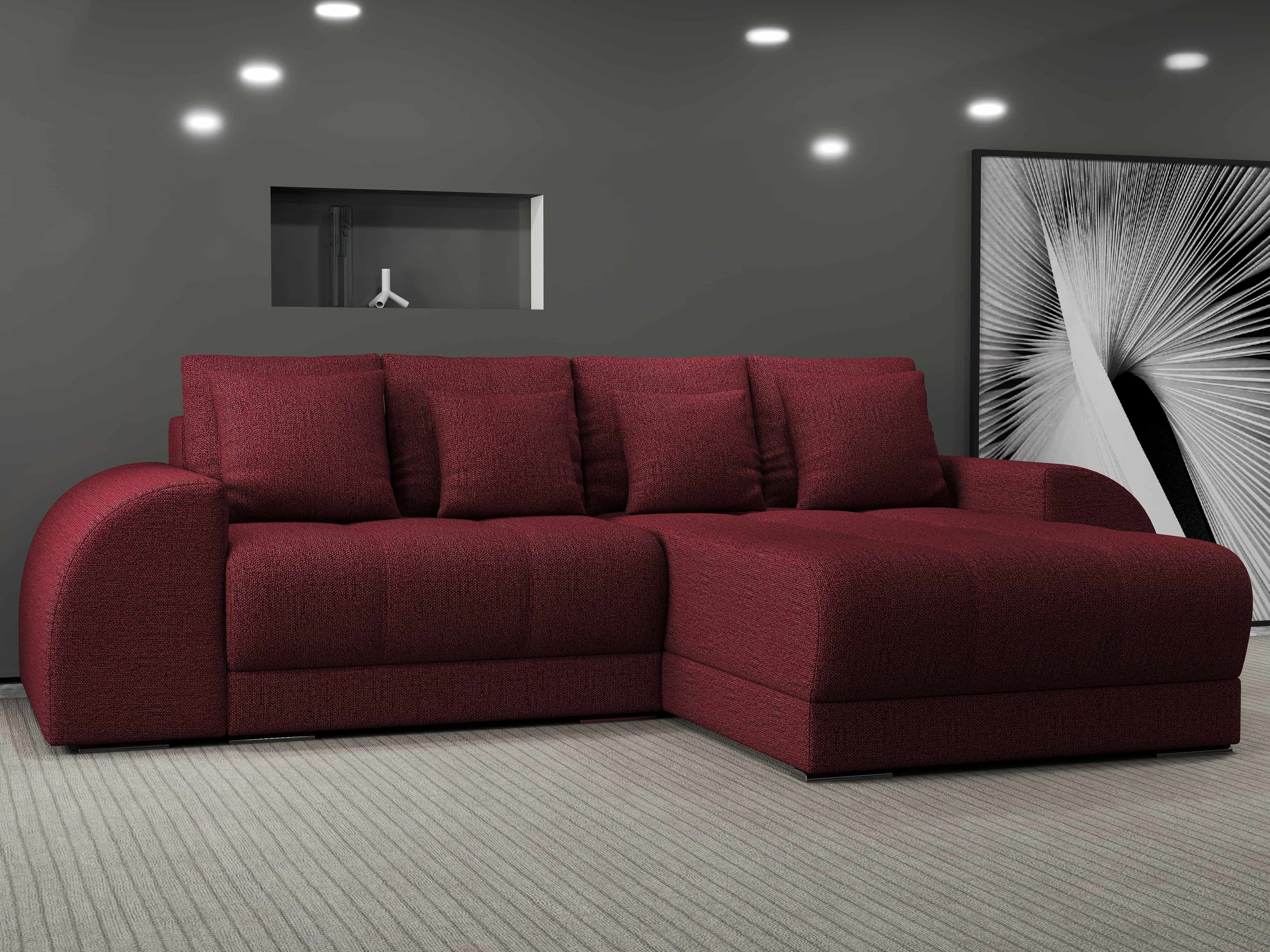 Colțar extensibil dumonde cu ladă de depozitare si sezut confortabil din spuma HR, Verona Enjoy Rosu II 290x185 cm Fabrica