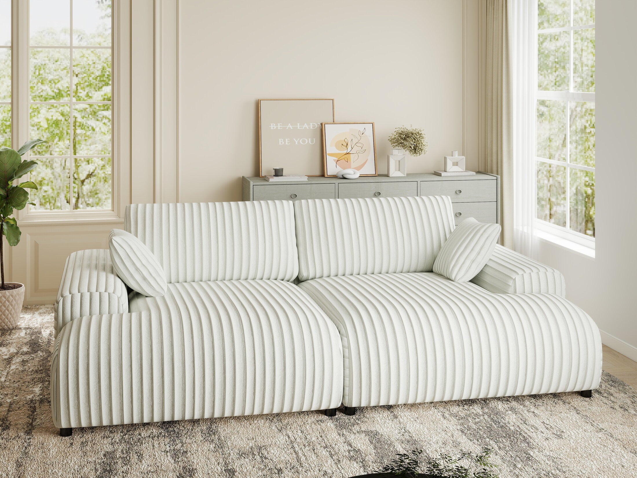 Canapea dumonde cu sezut confortabil din spuma HR, Hudson Ambience Alb 237x144 cm