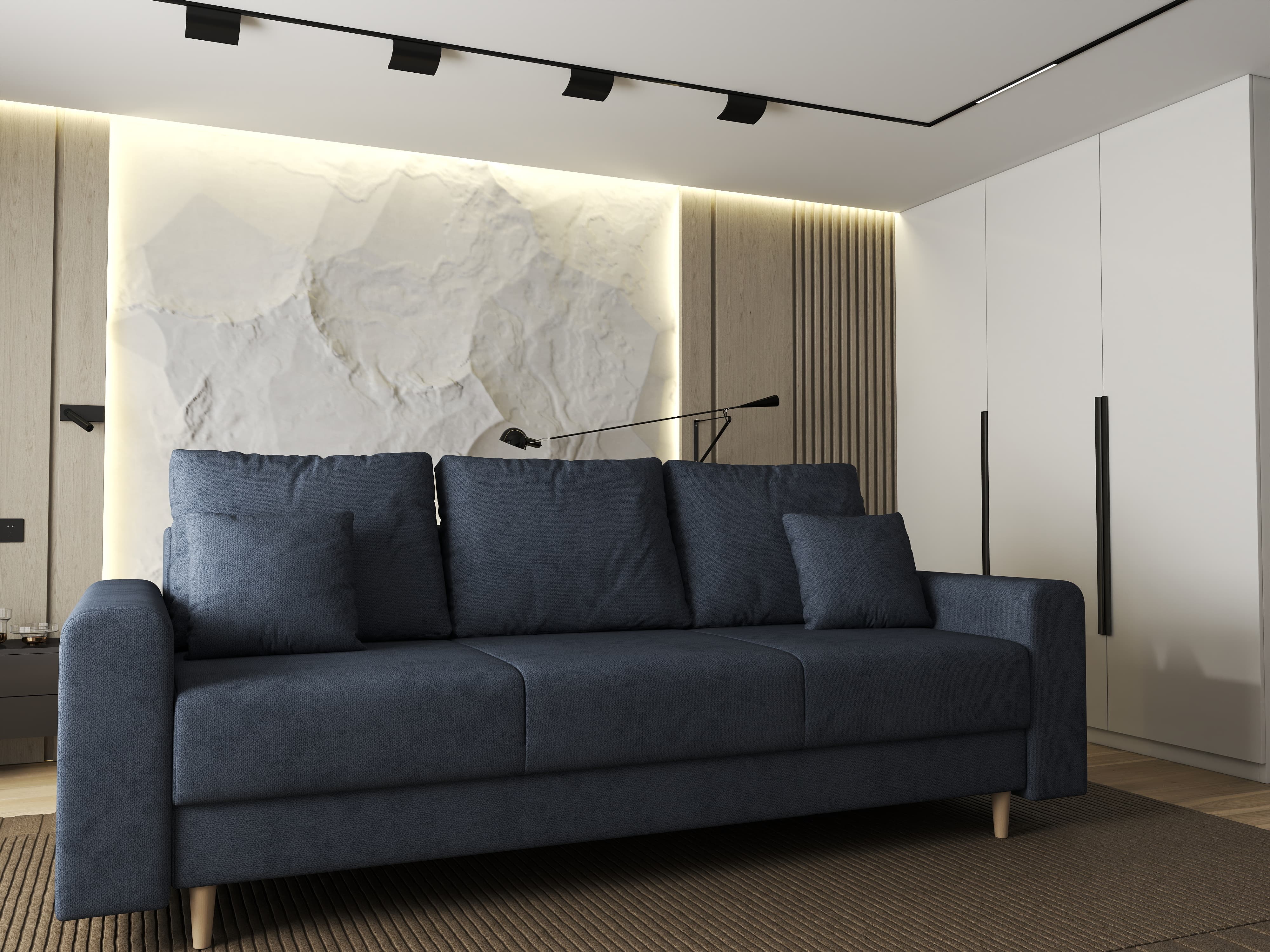 Canapea extensibilă dumonde cu ladă de depozitare si sezut confortabil din spuma HR, Kronos Enjoy Antracit 210x100 cm fabrica