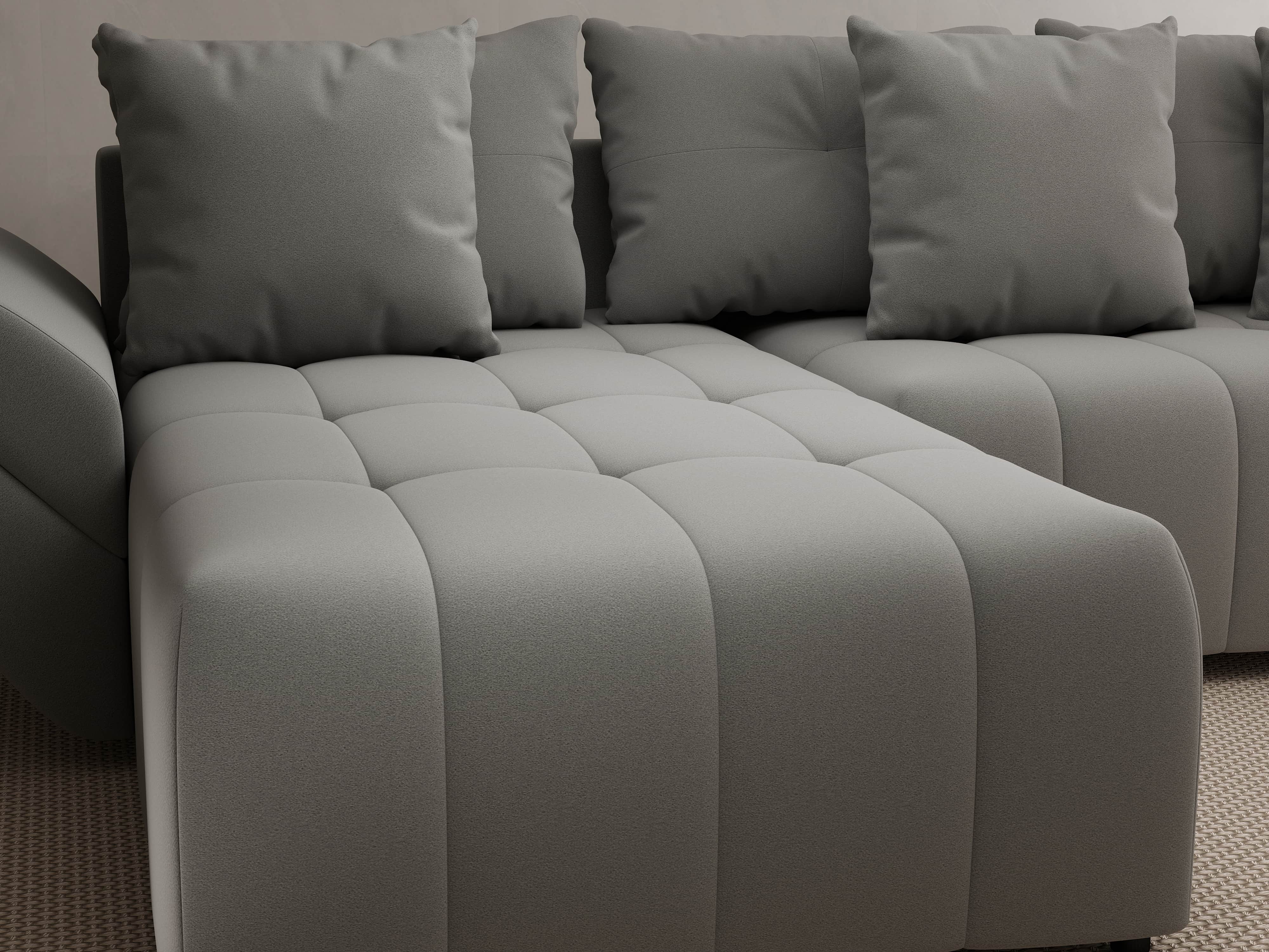 Colțar extensibil dumonde cu ladă de depozitare si sezut confortabil din spuma HR, Berlin Royal Gri 280x185 cm Fabrica