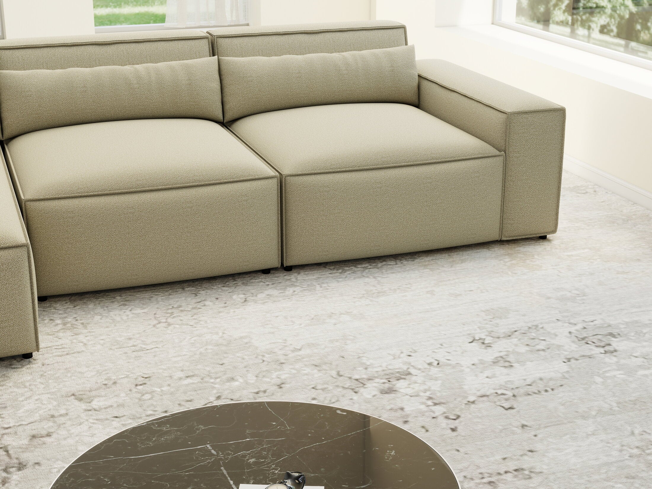 Colțar dumonde cu sezut confortabil din spuma HR, Marvelo XL Enjoy Bej 366x175 cm