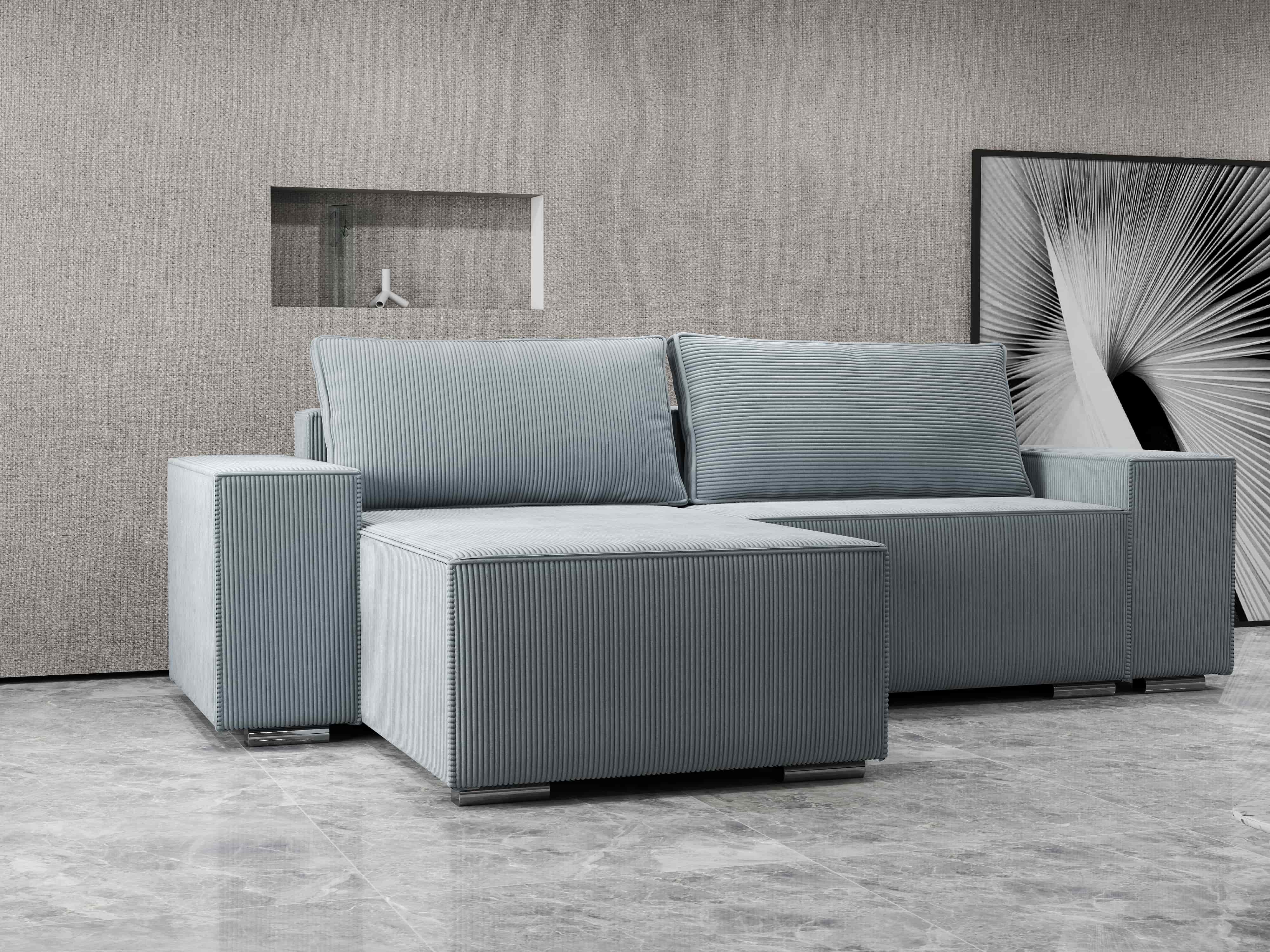 Colțar extensibil dumonde cu ladă de depozitare si sezut confortabil din spuma HR, Dream Zoom Grey 290x185 cm Fabrica