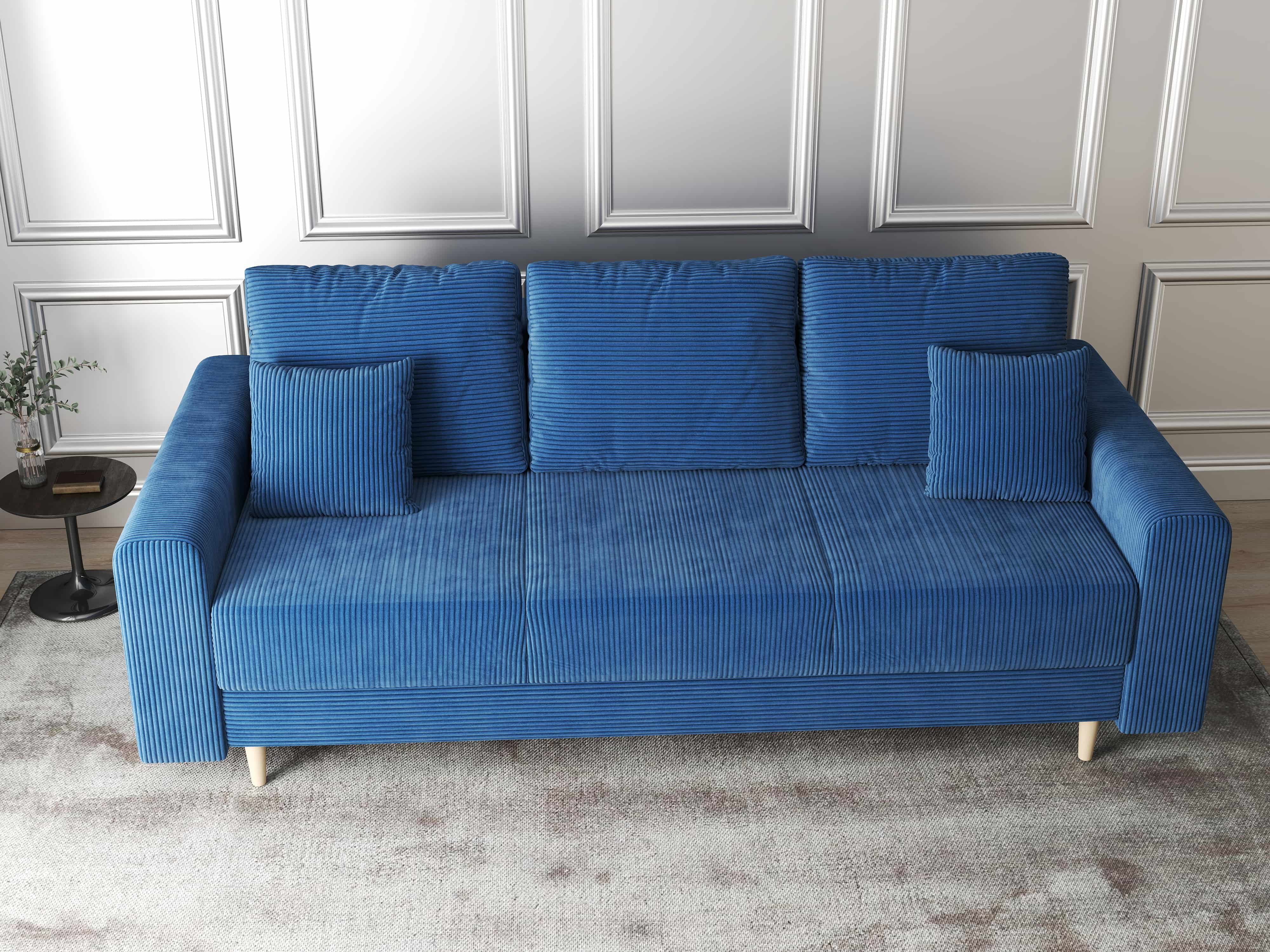 Canapea extensibilă dumonde cu ladă de depozitare si sezut confortabil din spuma HR, Kronos Zoom Albastru 210x100 cm fabrica