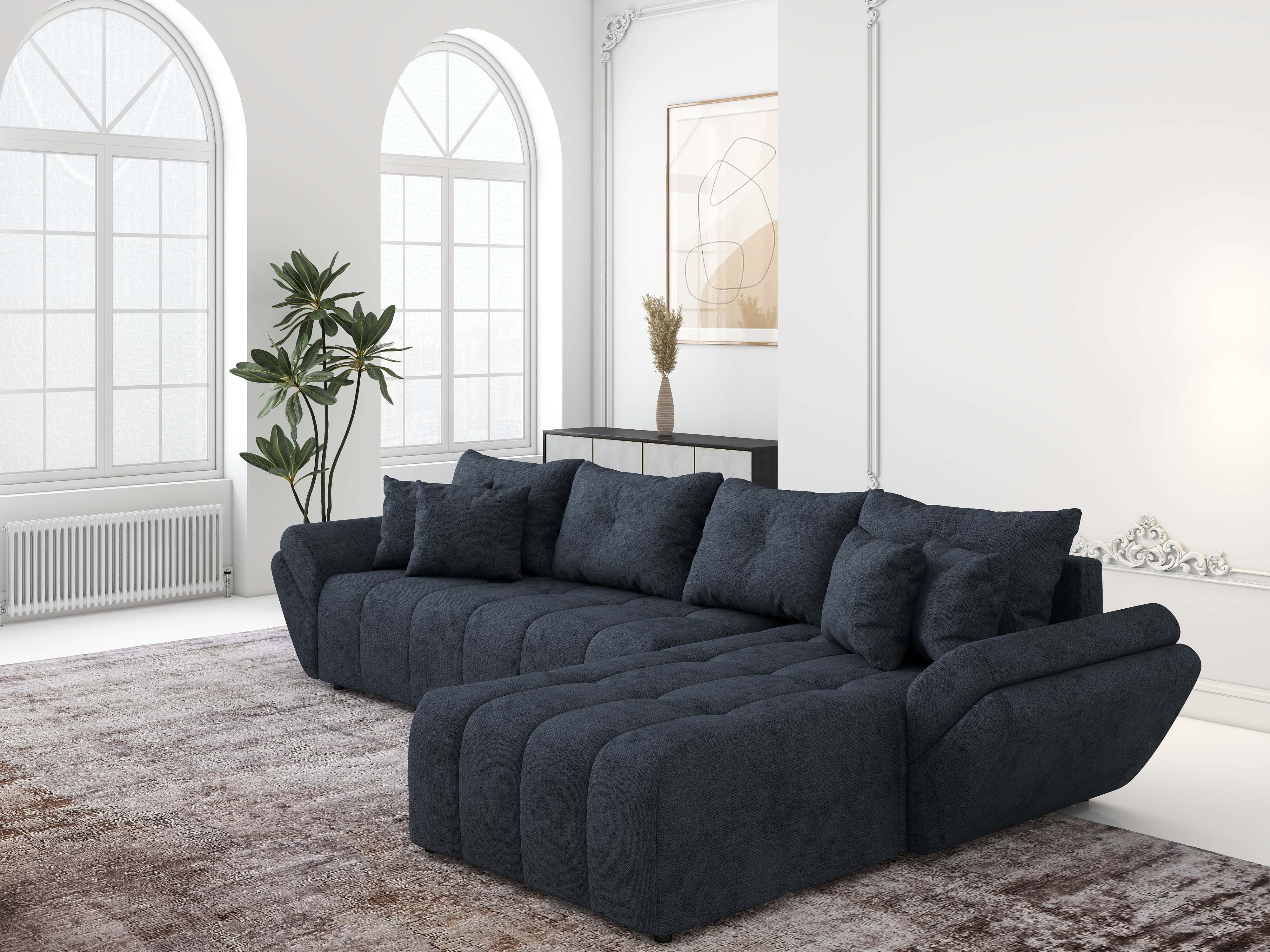 Colțar extensibil dumonde cu ladă de depozitare si sezut confortabil din spuma HR,Berlin XL Enjoy Antracit 350x185 cm II Fabrica