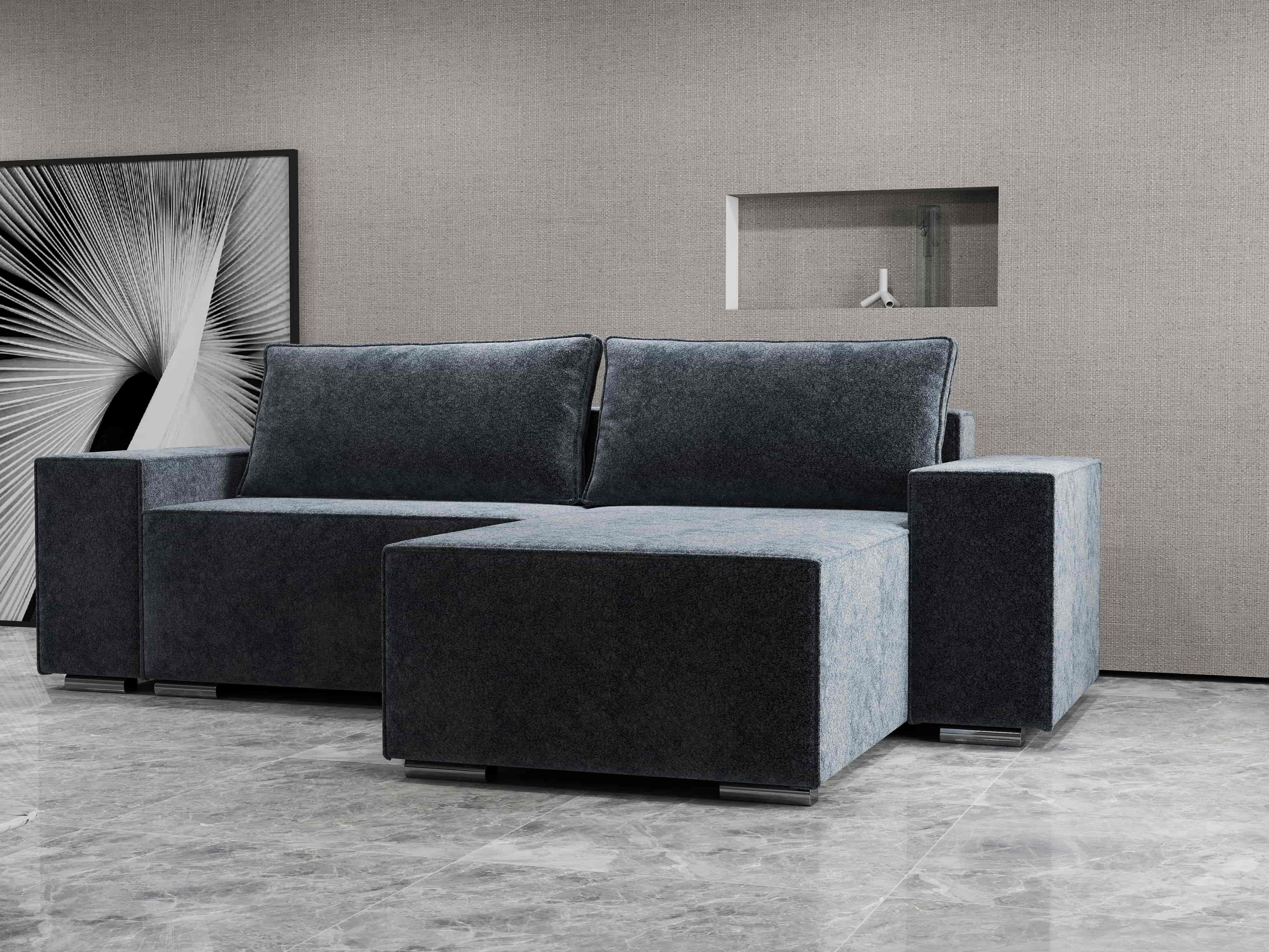 Colțar extensibil dumonde cu ladă de depozitare si sezut confortabil din spuma HR, Dream Euphoria Grafit 290x185 cm II Fabrica