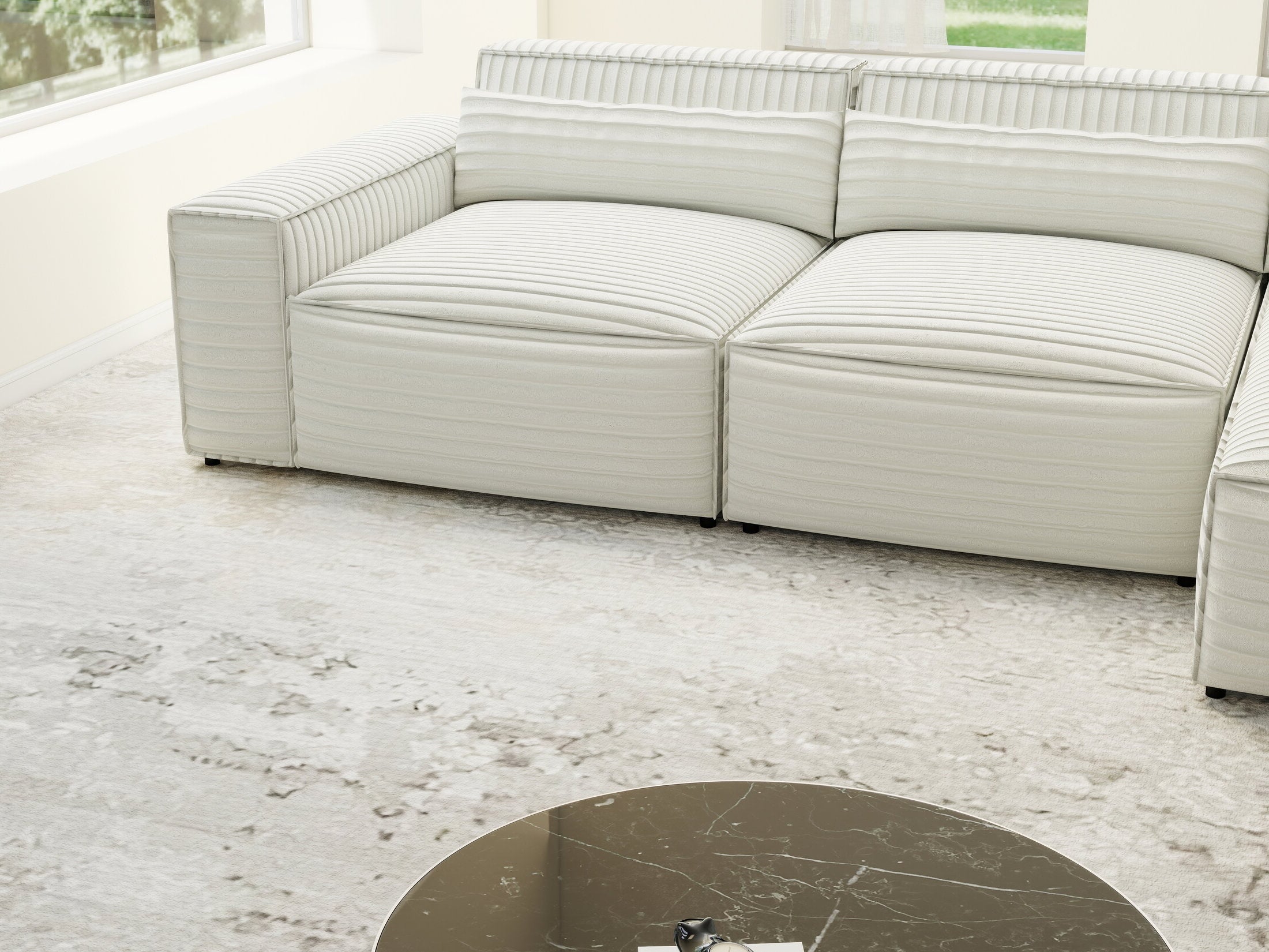 Colțar dumonde cu sezut confortabil din spuma HR, Marvelo XL Ambience Alb 366x175 cm II