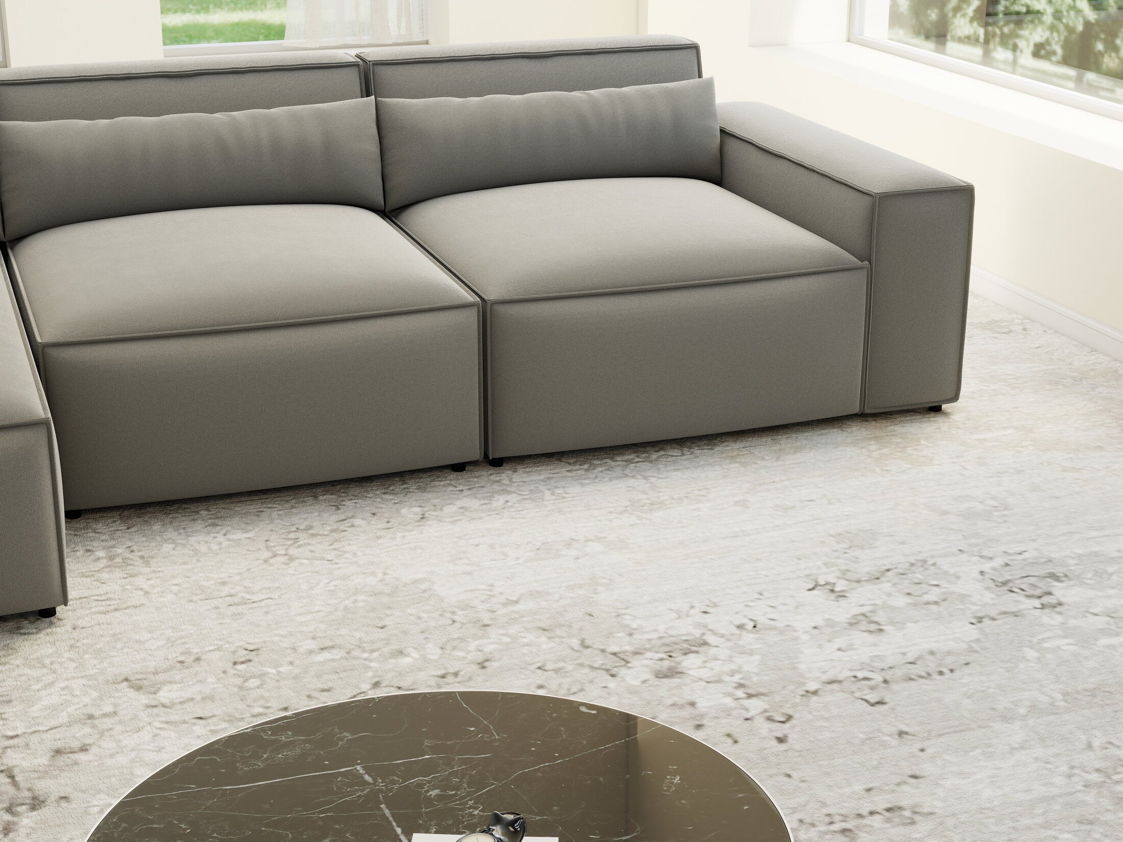 Colțar dumonde cu sezut confortabil din spuma HR, Marvelo XL Royal Gri 366x175 cm