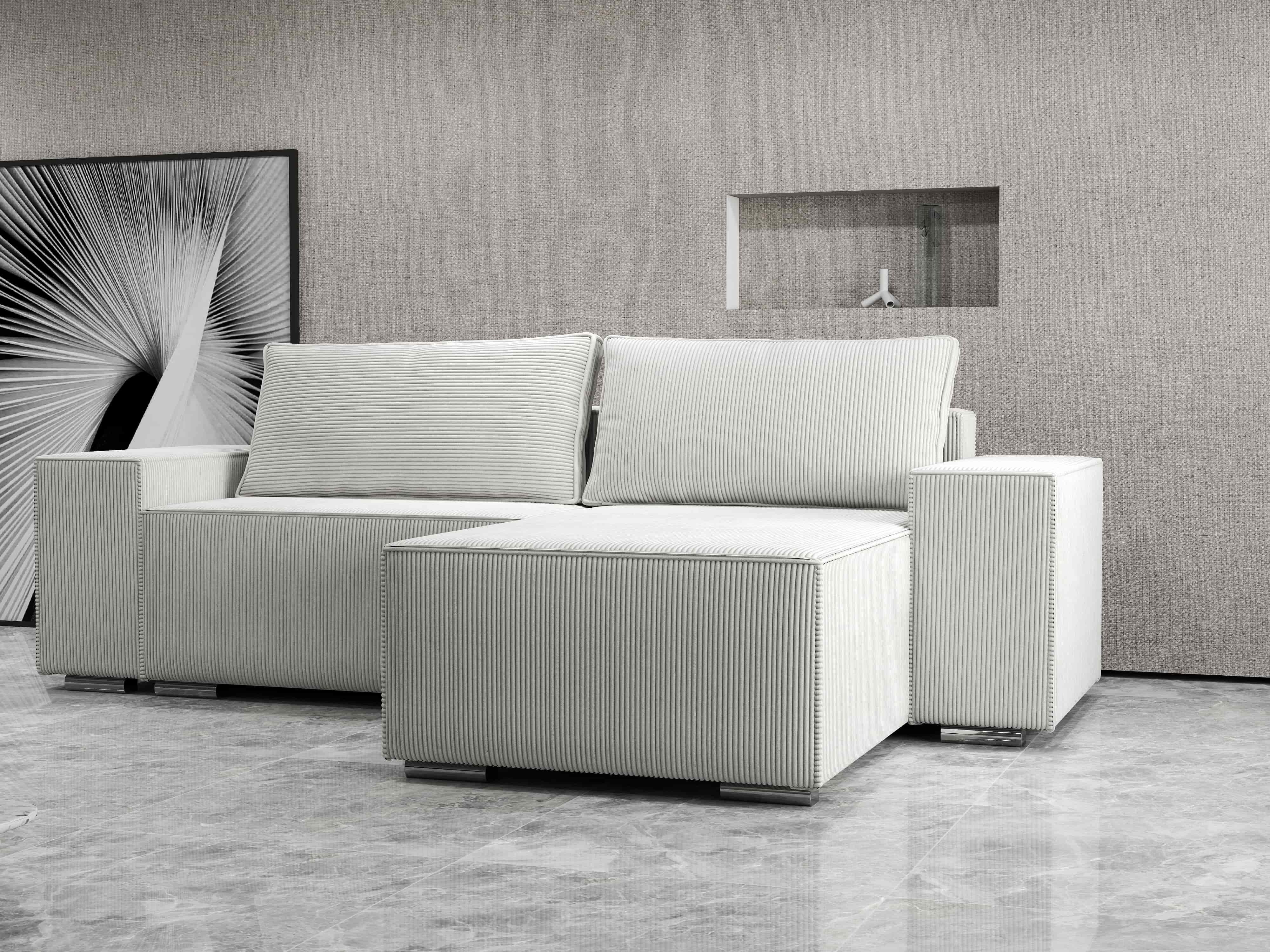 Colțar extensibil dumonde cu ladă de depozitare si sezut confortabil din spuma HR, Dream Zoom Crem 290x185 cm II Fabrica