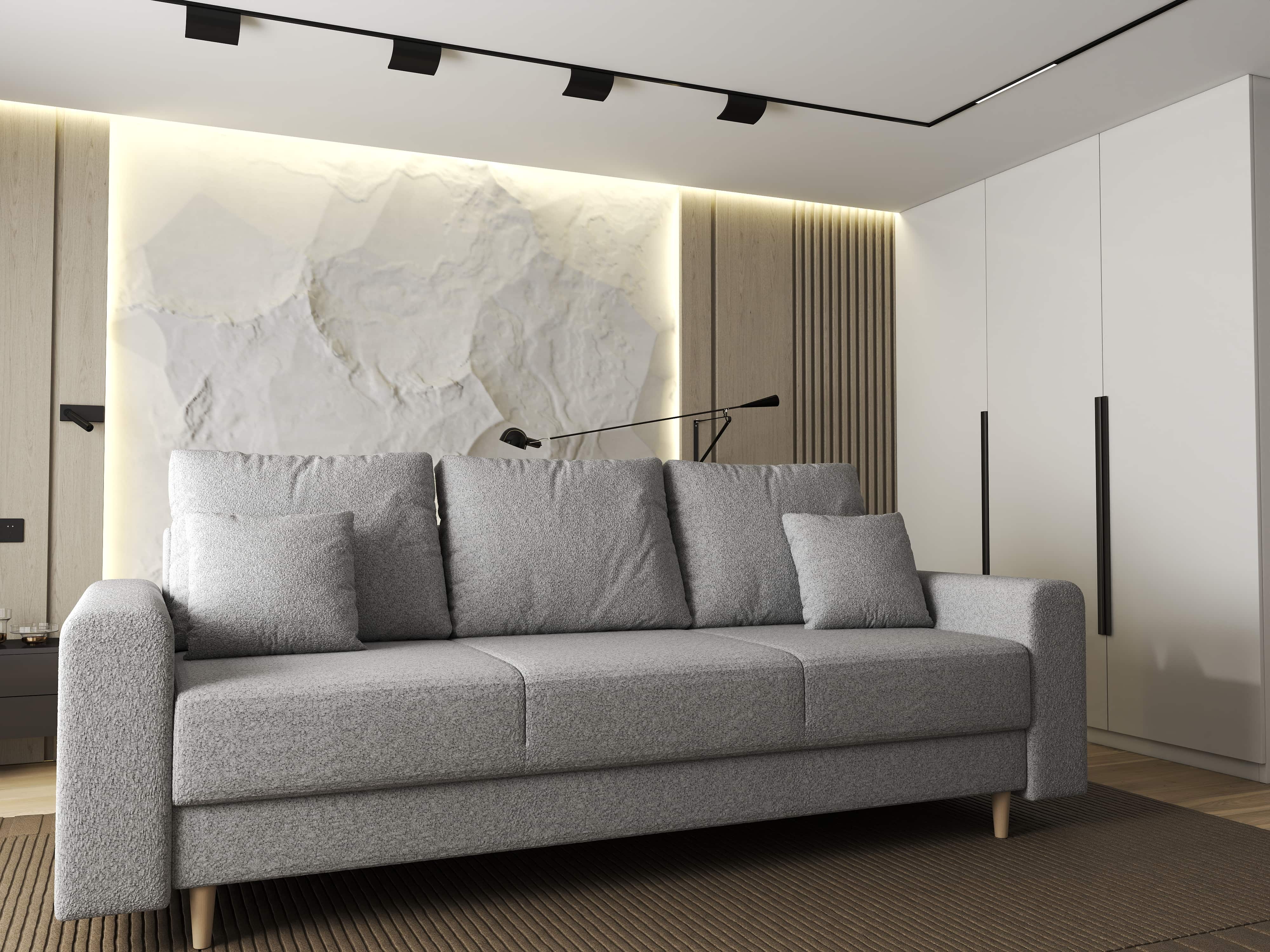 Canapea extensibilă dumonde cu ladă de depozitare si sezut confortabil din spuma HR, Kronos Euphoria Dove 210x100 cm fabrica