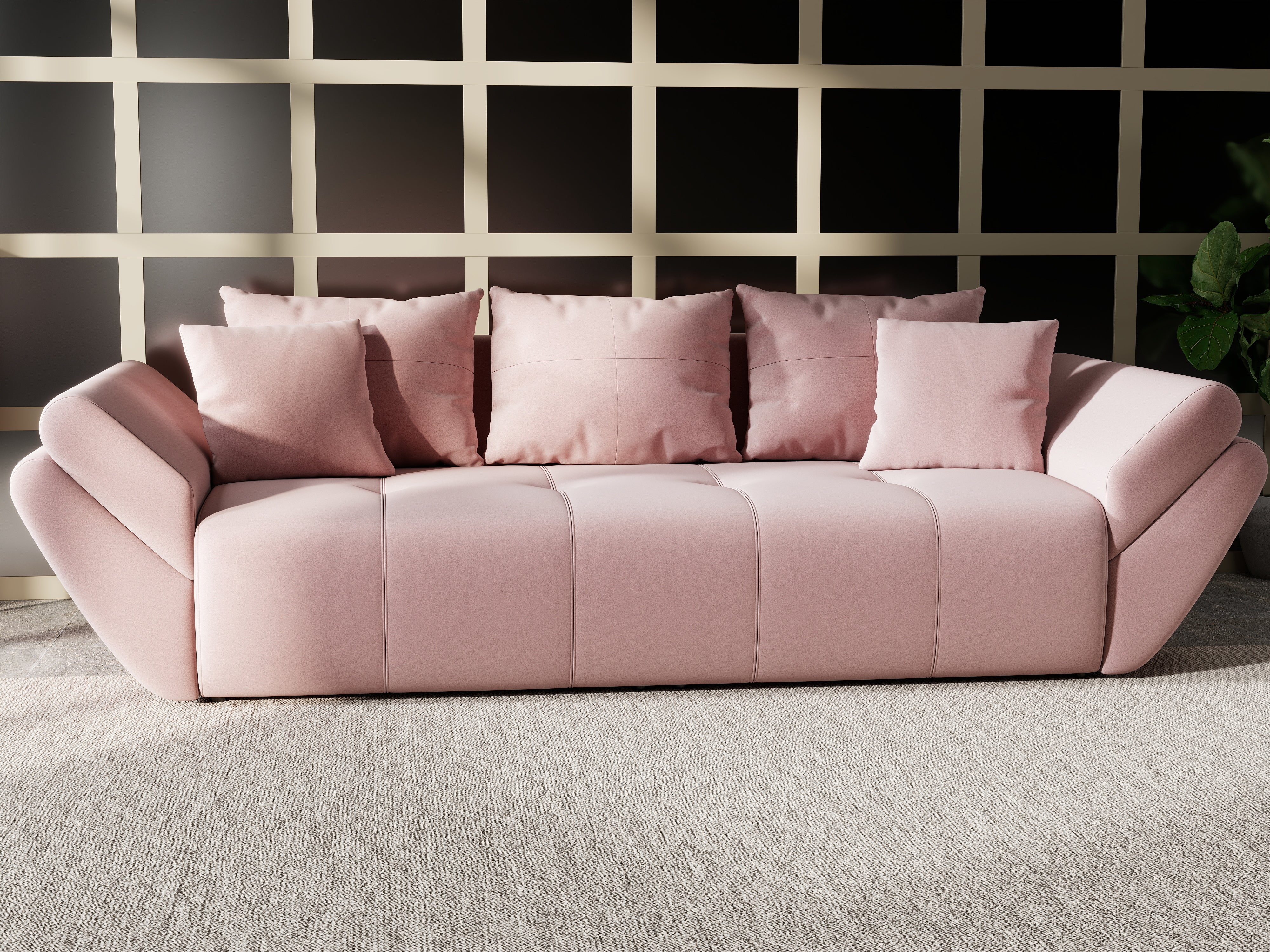 Canapea extensibilă dumonde cu ladă de depozitare si sezut confortabil din spuma HR, Berlin Royal Pink 250x100 cm Fabrica