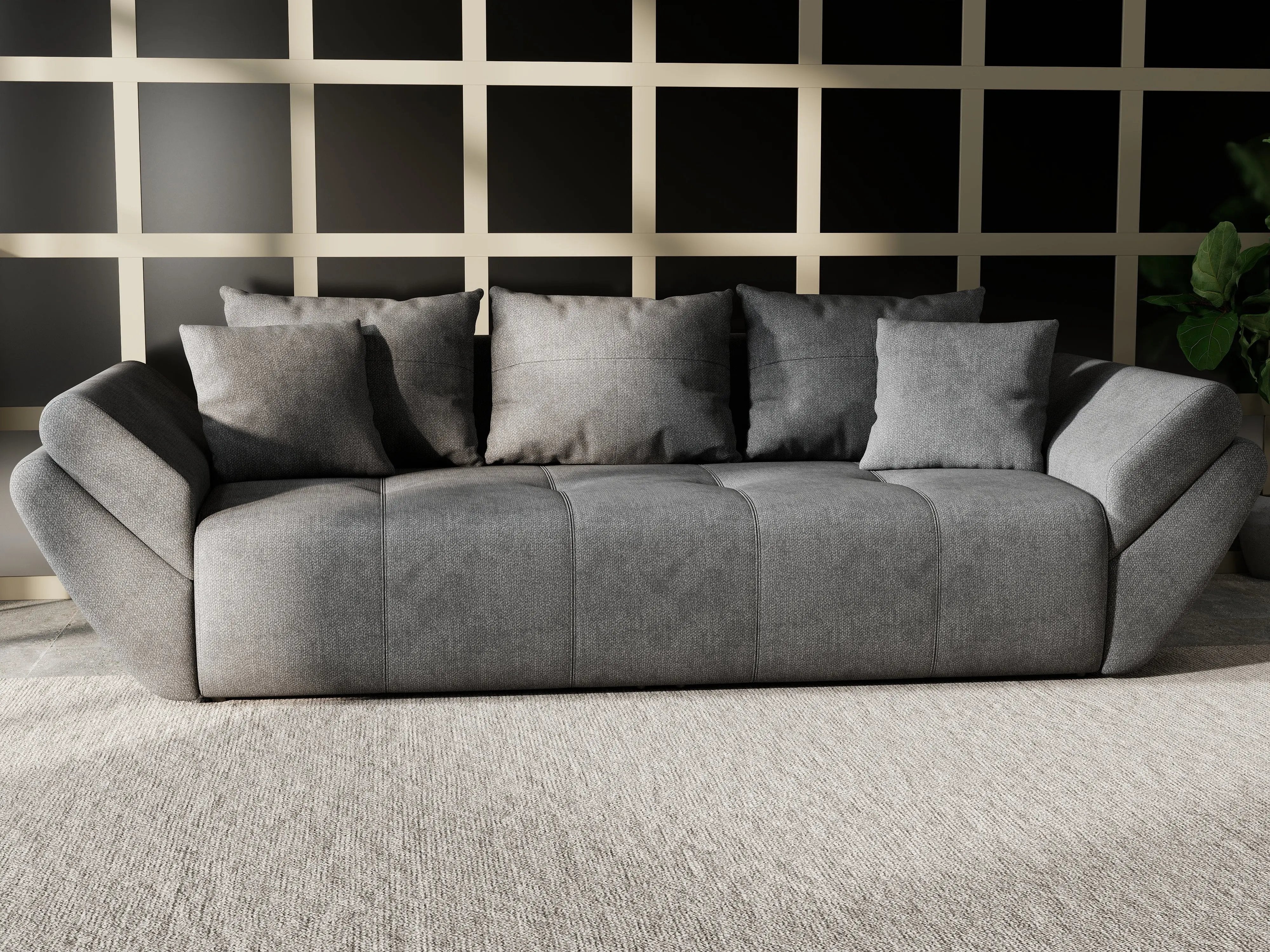 Canapea extensibilă dumonde cu ladă de depozitare si sezut confortabil din spuma HR, Berlin Enjoy Kaki 250x100 cm Fabrica