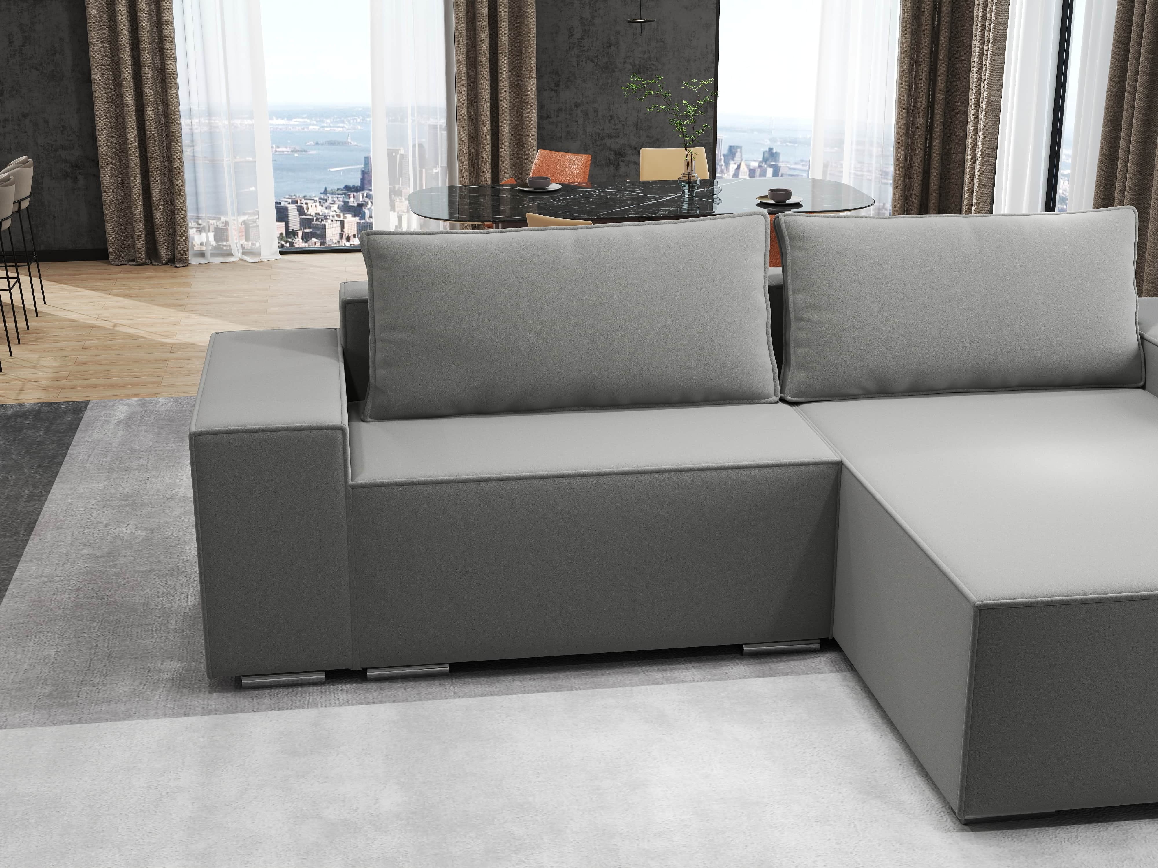 Colțar extensibil dumonde cu ladă de depozitare si sezut confortabil din spuma HR, Dream Royal Gri 290x185 cm II Fabrica