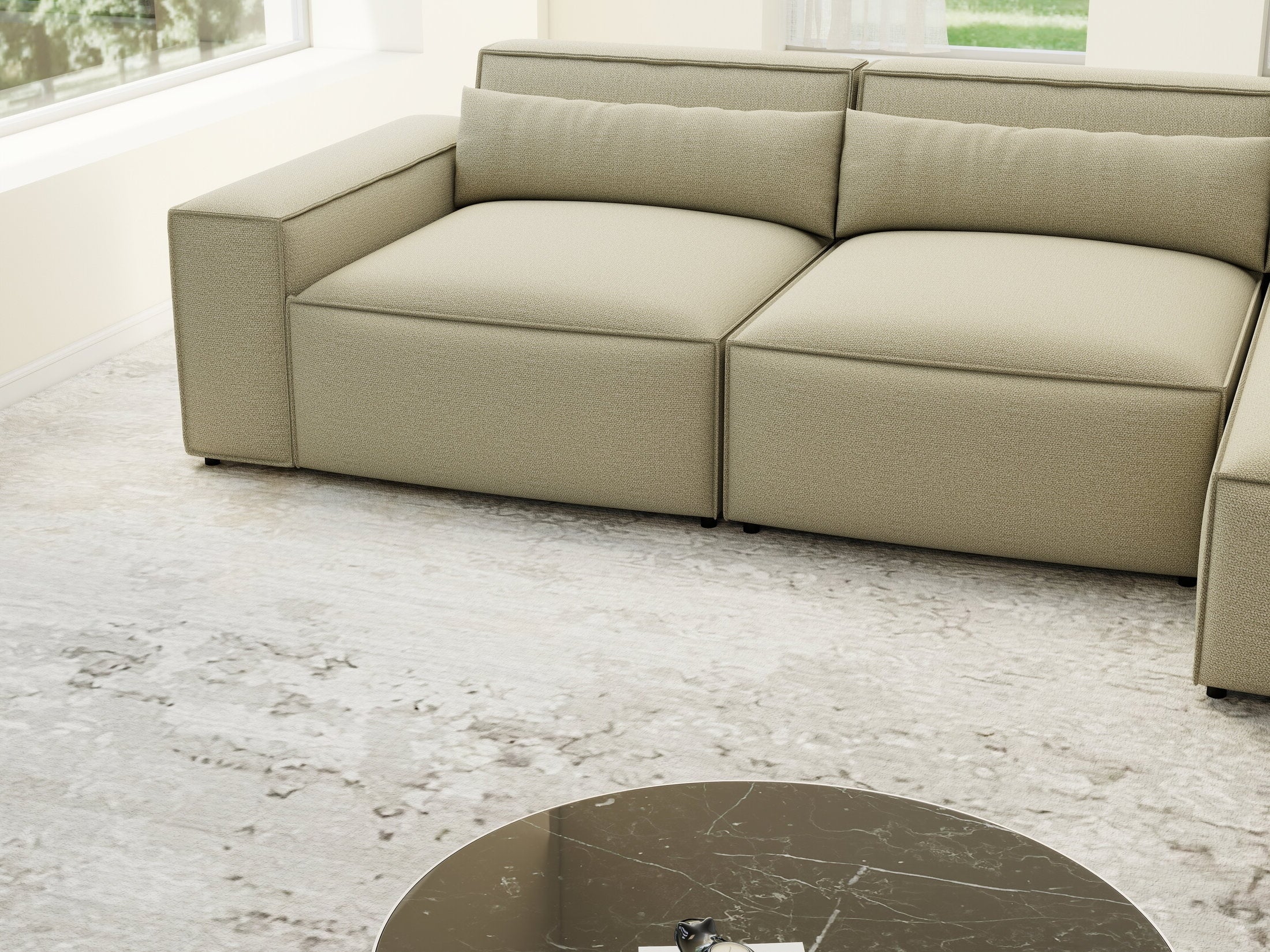 Colțar dumonde cu sezut confortabil din spuma HR, Marvelo XL Enjoy Bej 366x175 cm II