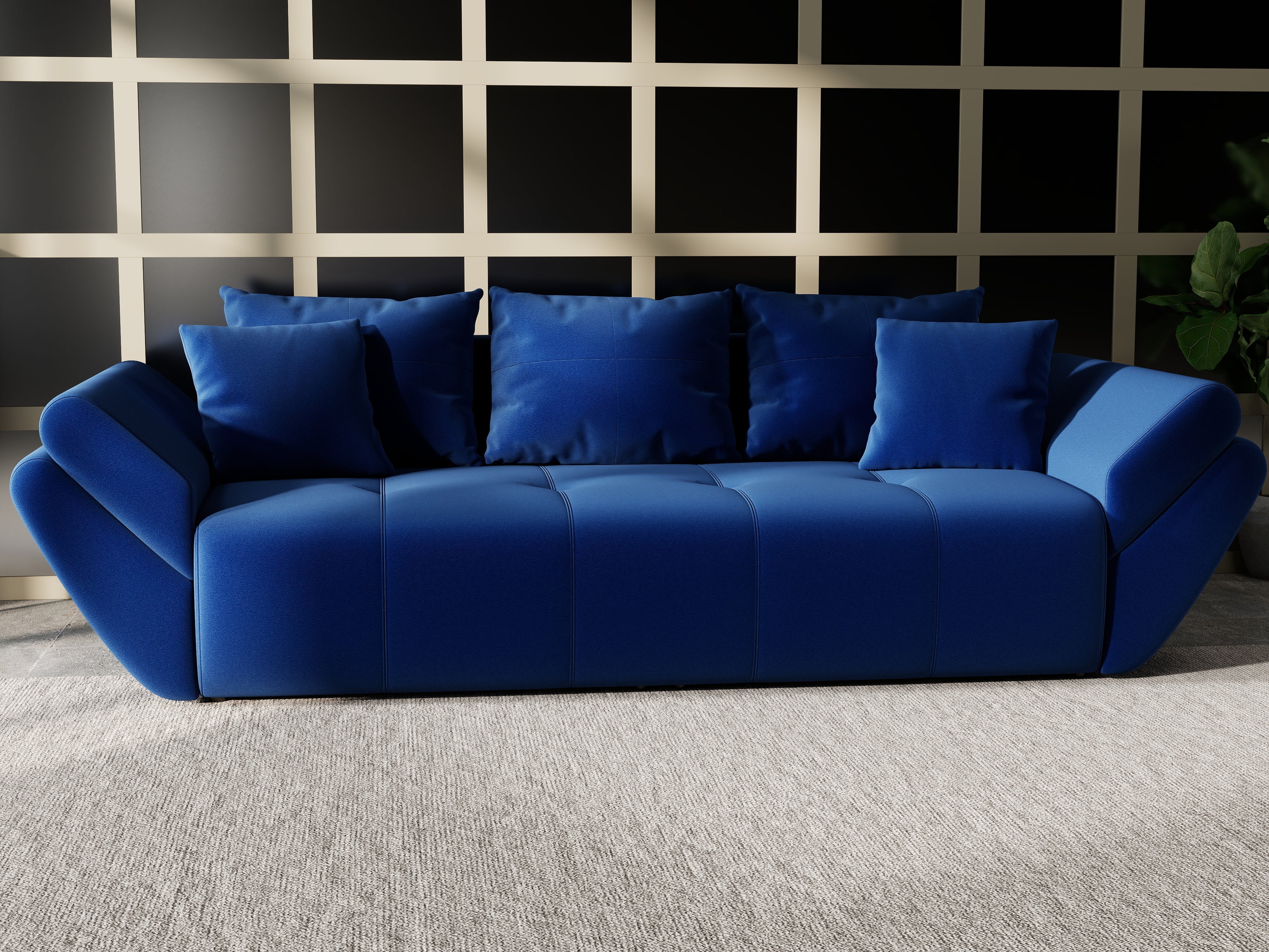 Canapea extensibilă dumonde cu ladă de depozitare si sezut confortabil din spuma HR, Berlin Royal Blue 250x100 cm Fabrica