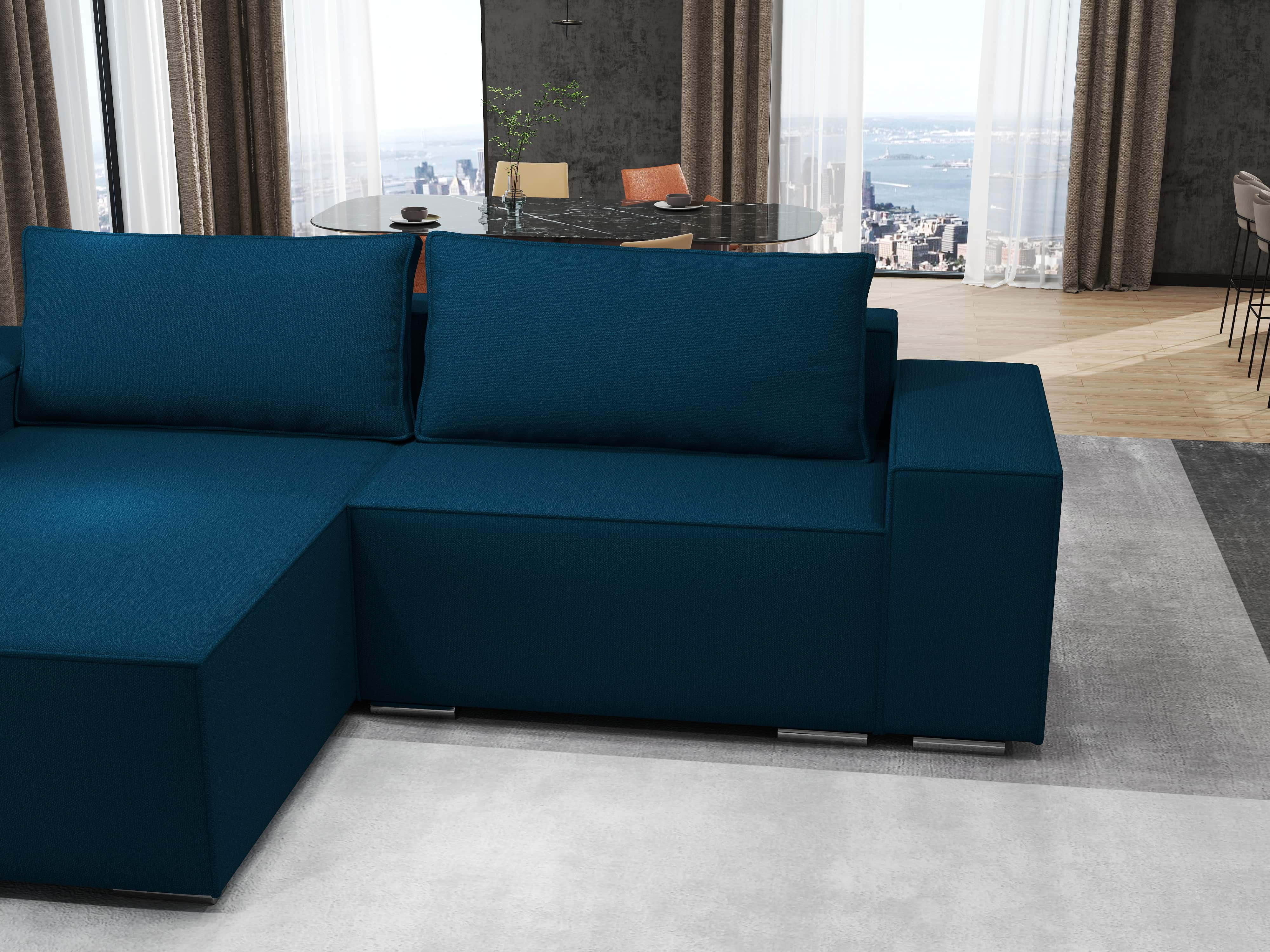 Colțar extensibil dumonde cu ladă de depozitare si sezut confortabil din spuma HR, Dream Enjoy Petrol 290x185 cm Fabrica