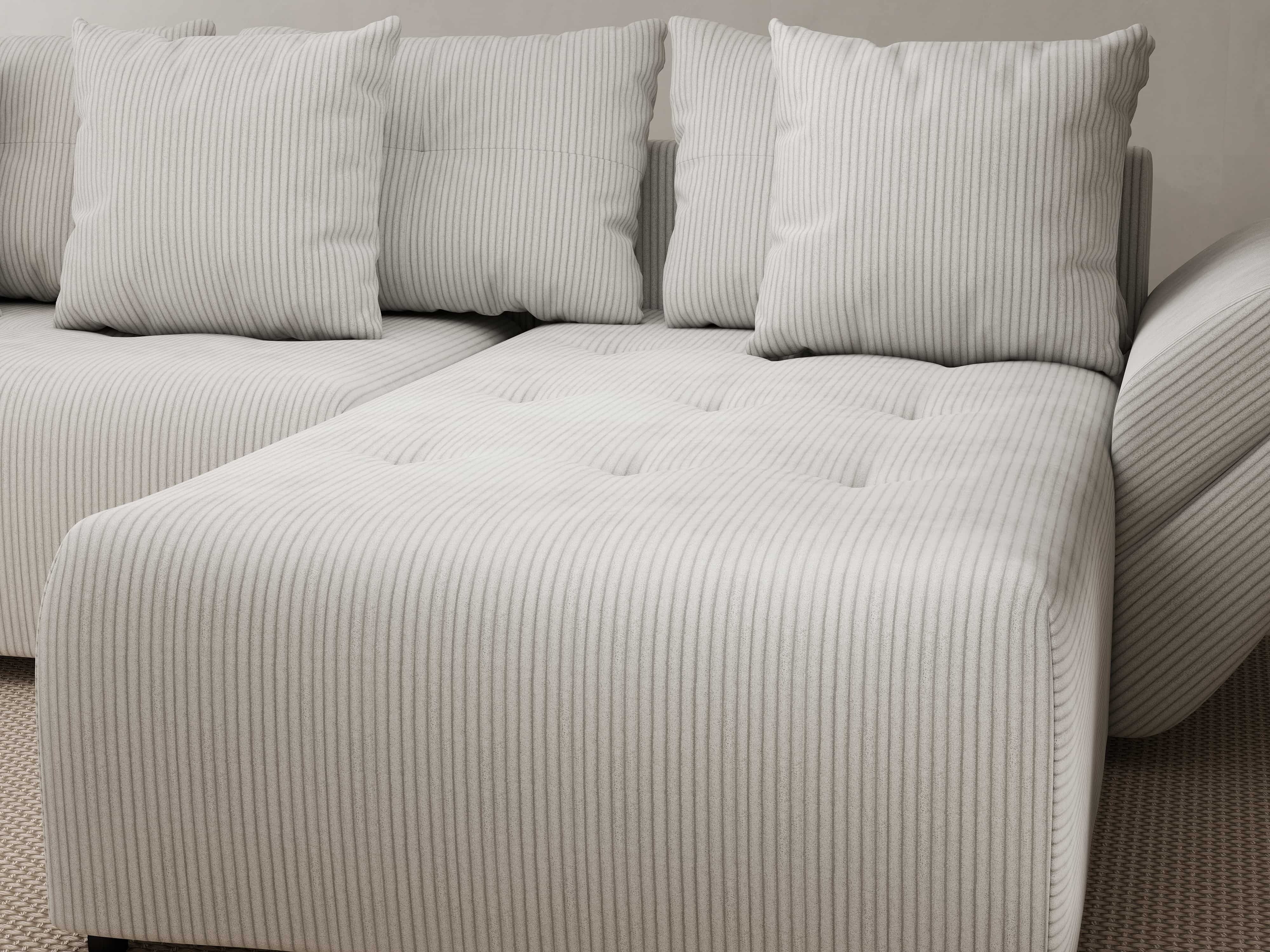 Colțar extensibil dumonde cu ladă de depozitare si sezut confortabil din spuma HR, Berlin Zoom Cream 280x185 cm II Fabrica