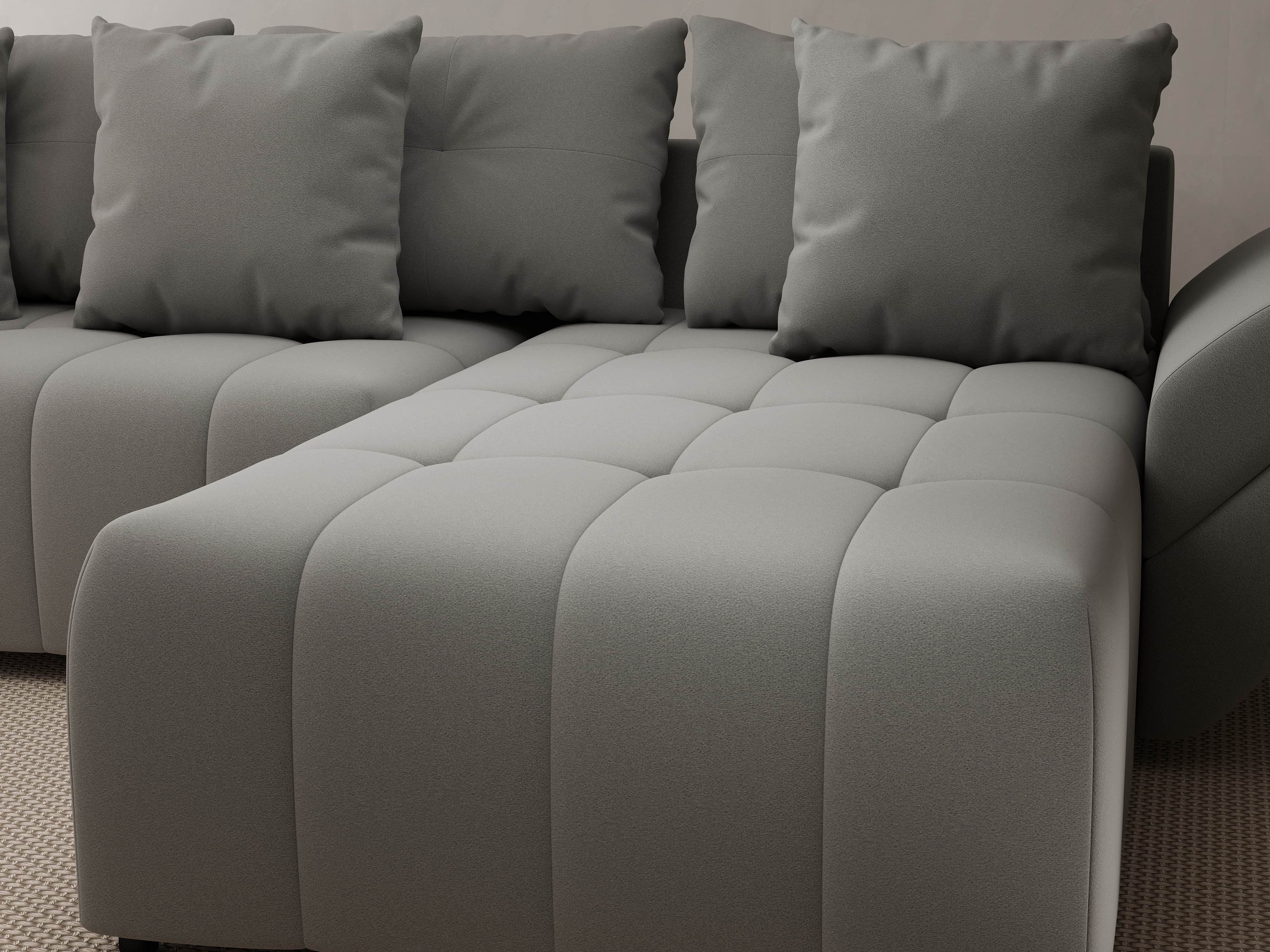 Colțar extensibil dumonde cu ladă de depozitare si sezut confortabil din spuma HR, Berlin Royal Gri 280x185 cm II Fabrica