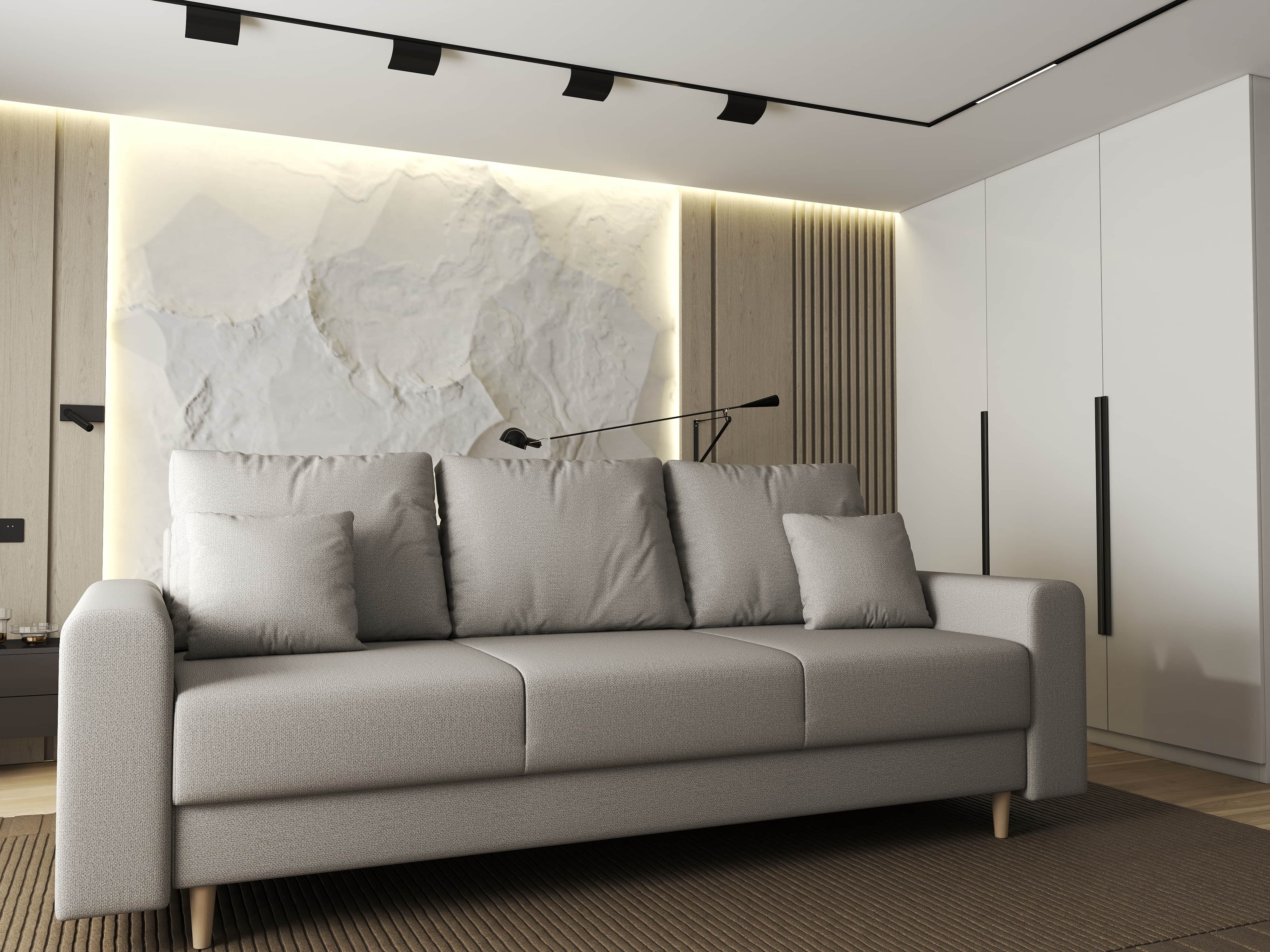 Canapea extensibilă dumonde cu ladă de depozitare si sezut confortabil din spuma HR, Kronos Enjoy Bej 210x100 cm fabrica