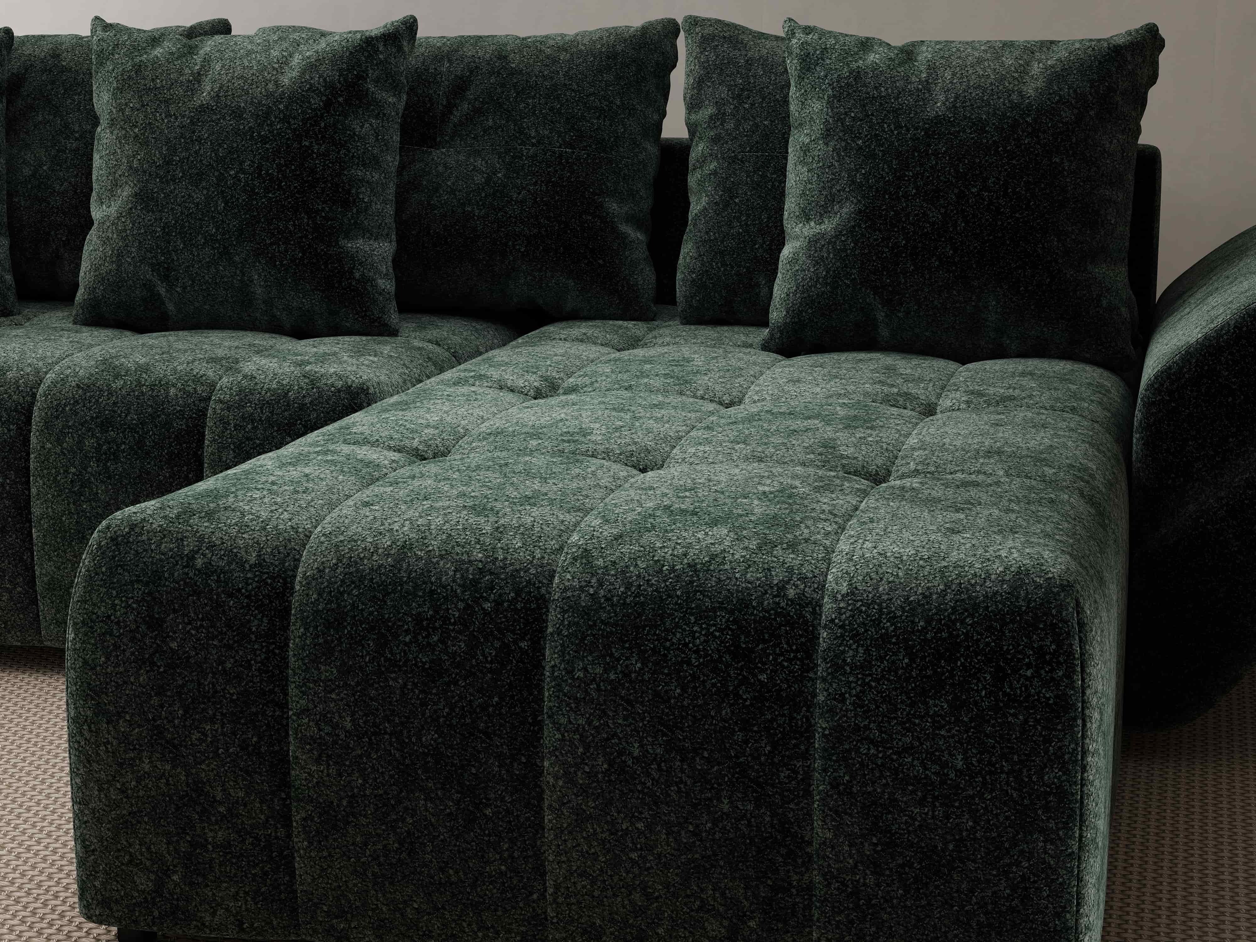 Colțar extensibil dumonde cu ladă de depozitare si sezut confortabil din spuma HR, Berlin Euphoria Verde 280x185 cm II Fabrica