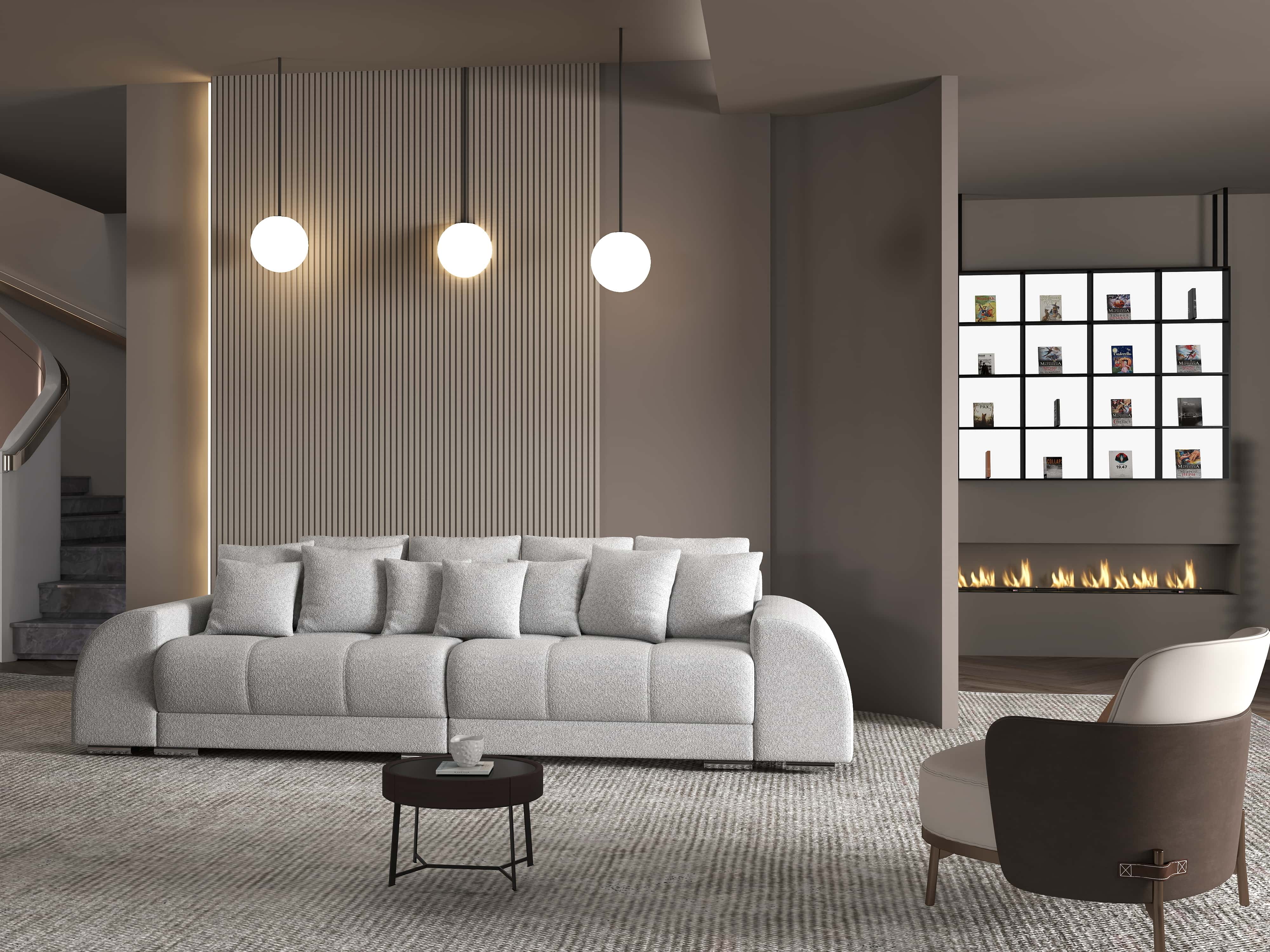 Canapea extensibilă dumonde cu 2 lăzi de depozitare si sezut confortabil din spuma HR, Verona Euphoria Dove 310x100 cm Fabrica