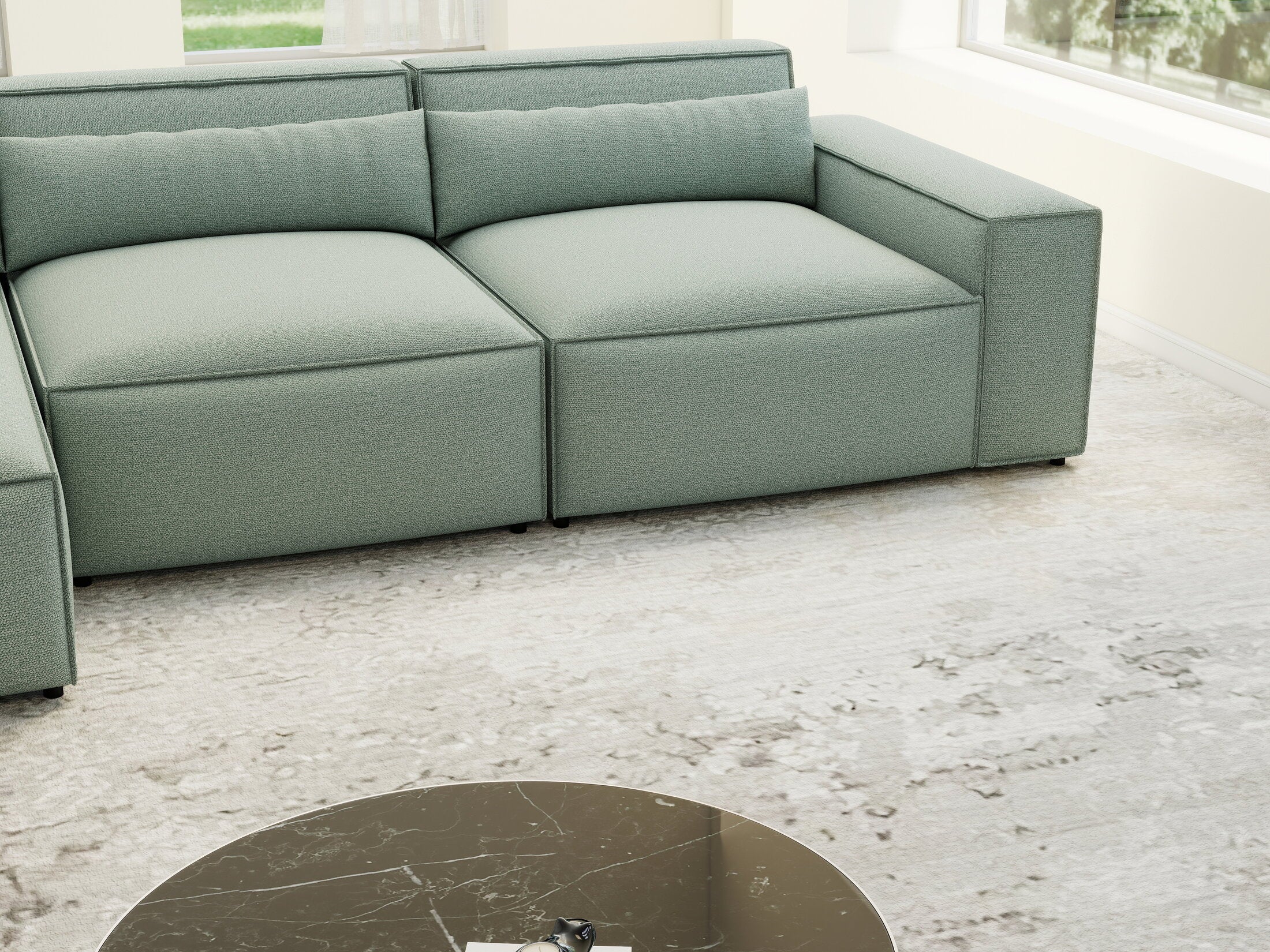 Colțar dumonde cu sezut confortabil din spuma HR, Marvelo XL Enjoy Verde Mint 366x175 cm