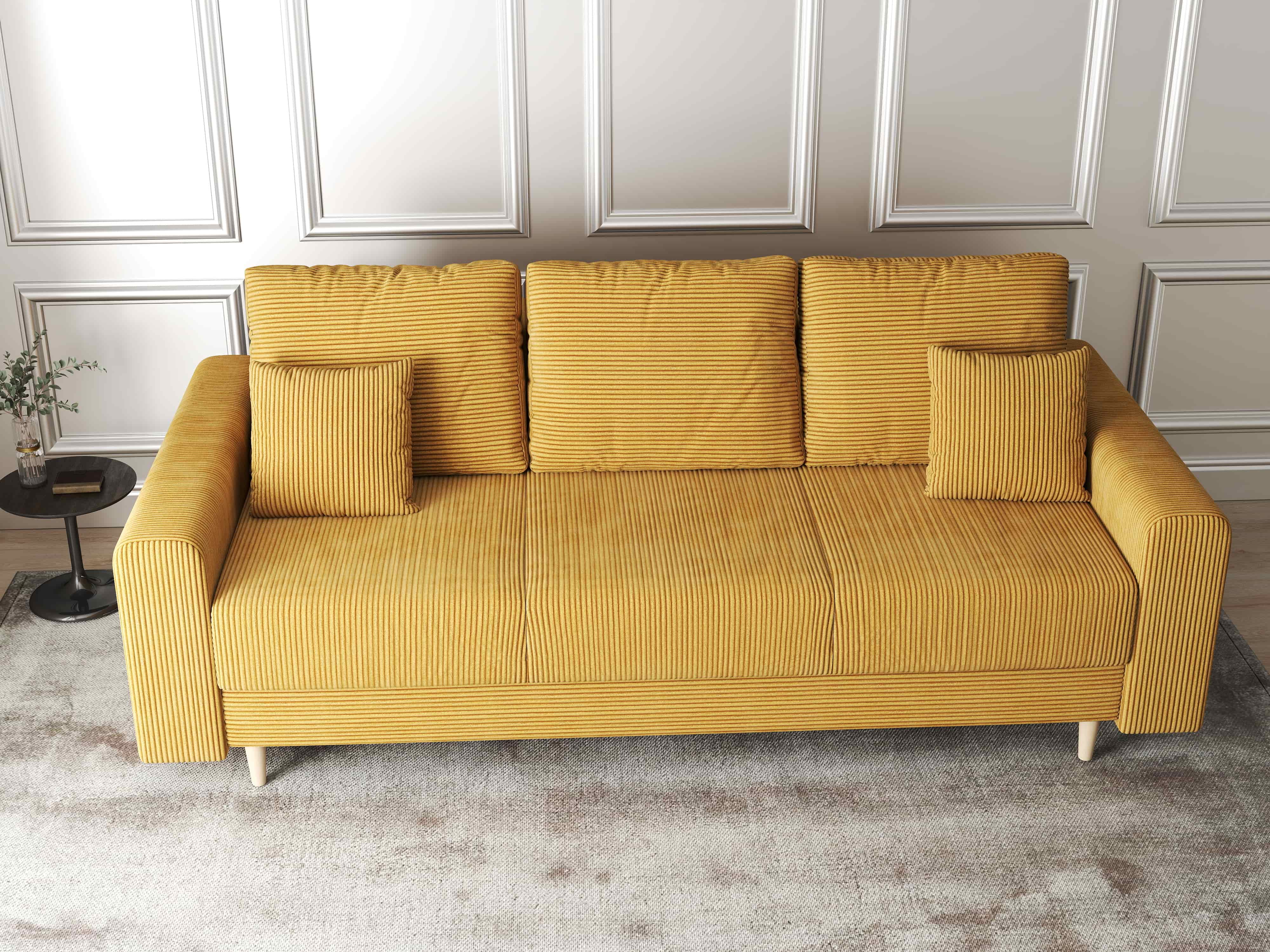 Canapea extensibilă dumonde cu ladă de depozitare si sezut confortabil din spuma HR, Kronos Zoom Mustar 210x100 cm fabrica