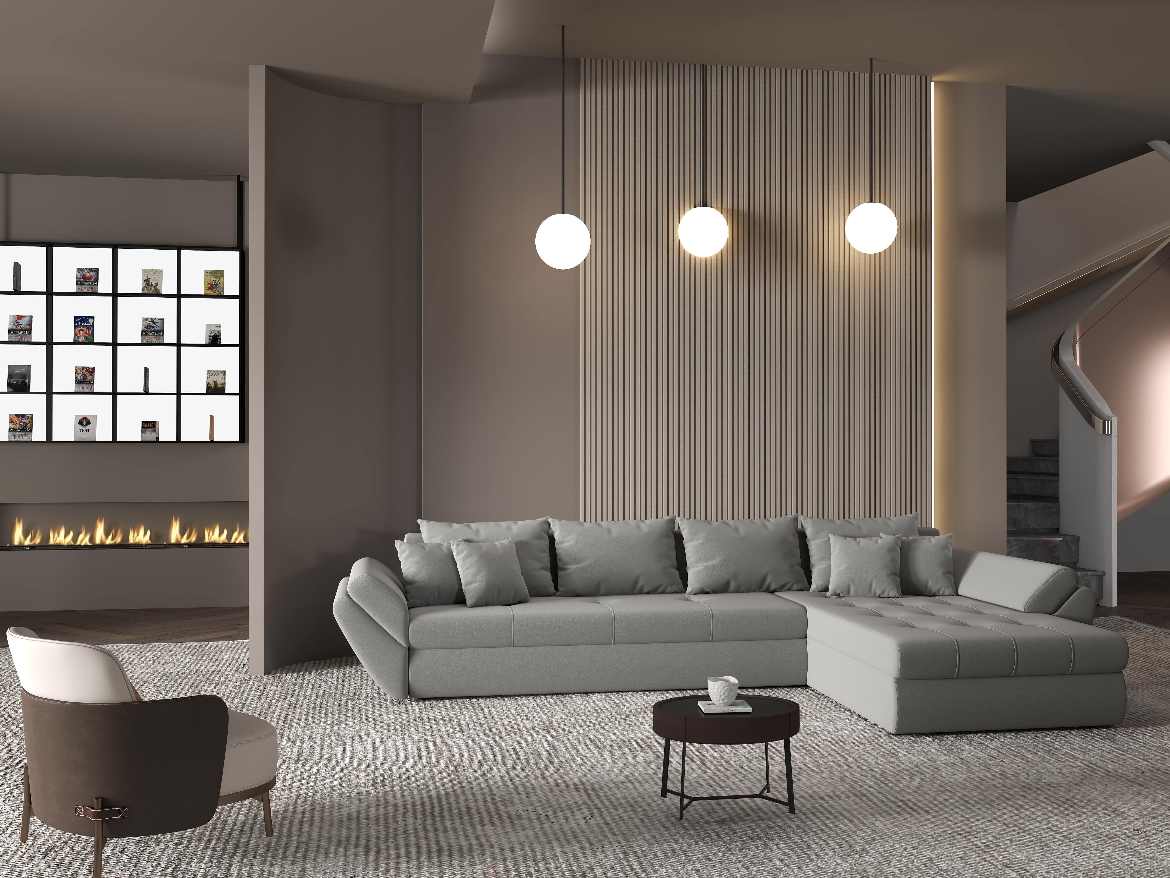 Colțar extensibil dumonde cu ladă de depozitare si sezut confortabil din spuma HR, Loana XL Royal Antracit II 335x185 cm Fabrica