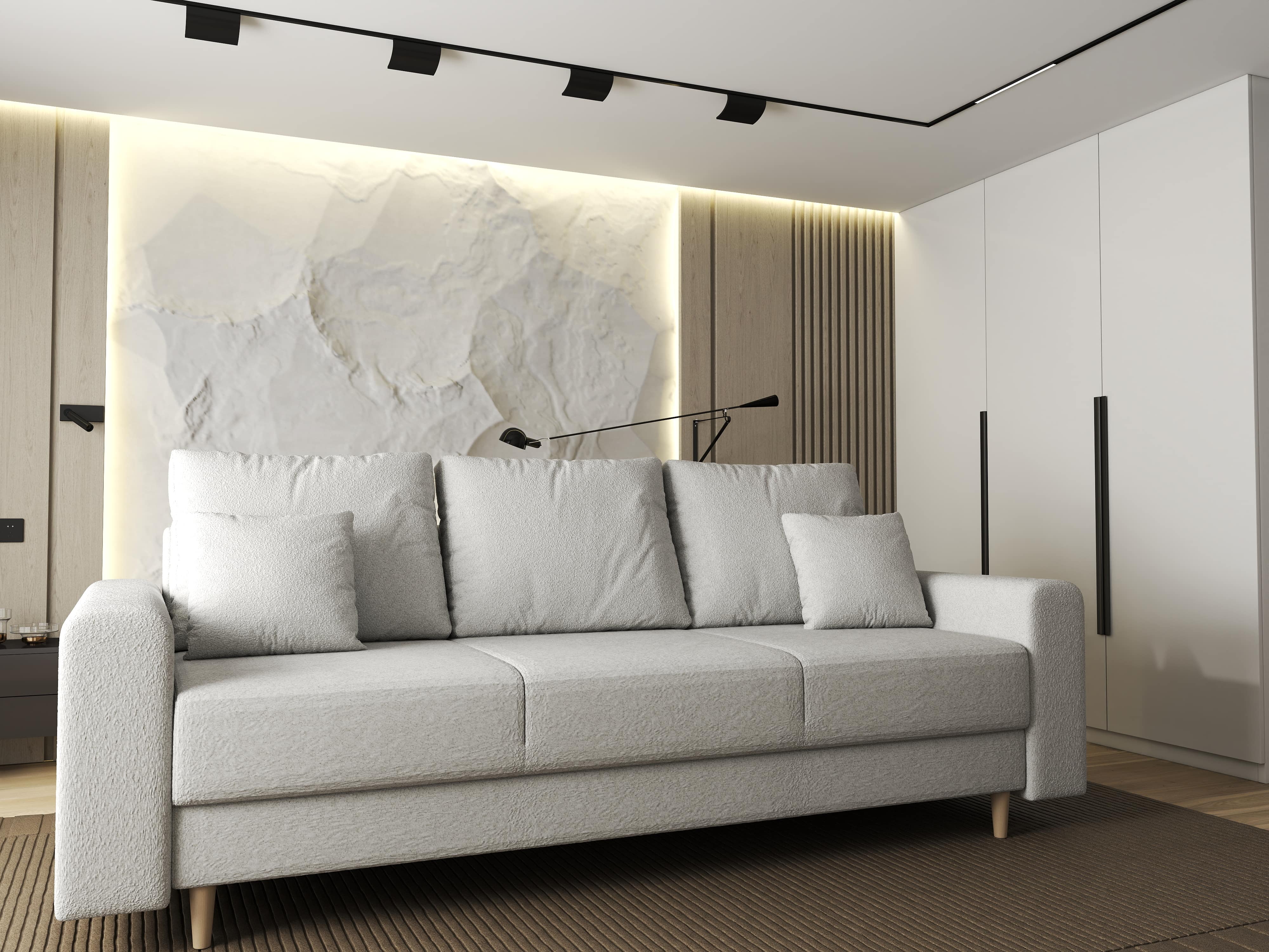 Canapea extensibilă dumonde cu ladă de depozitare si sezut confortabil din spuma HR, Kronos Euphoria Ivory 210x100 cm fabrica