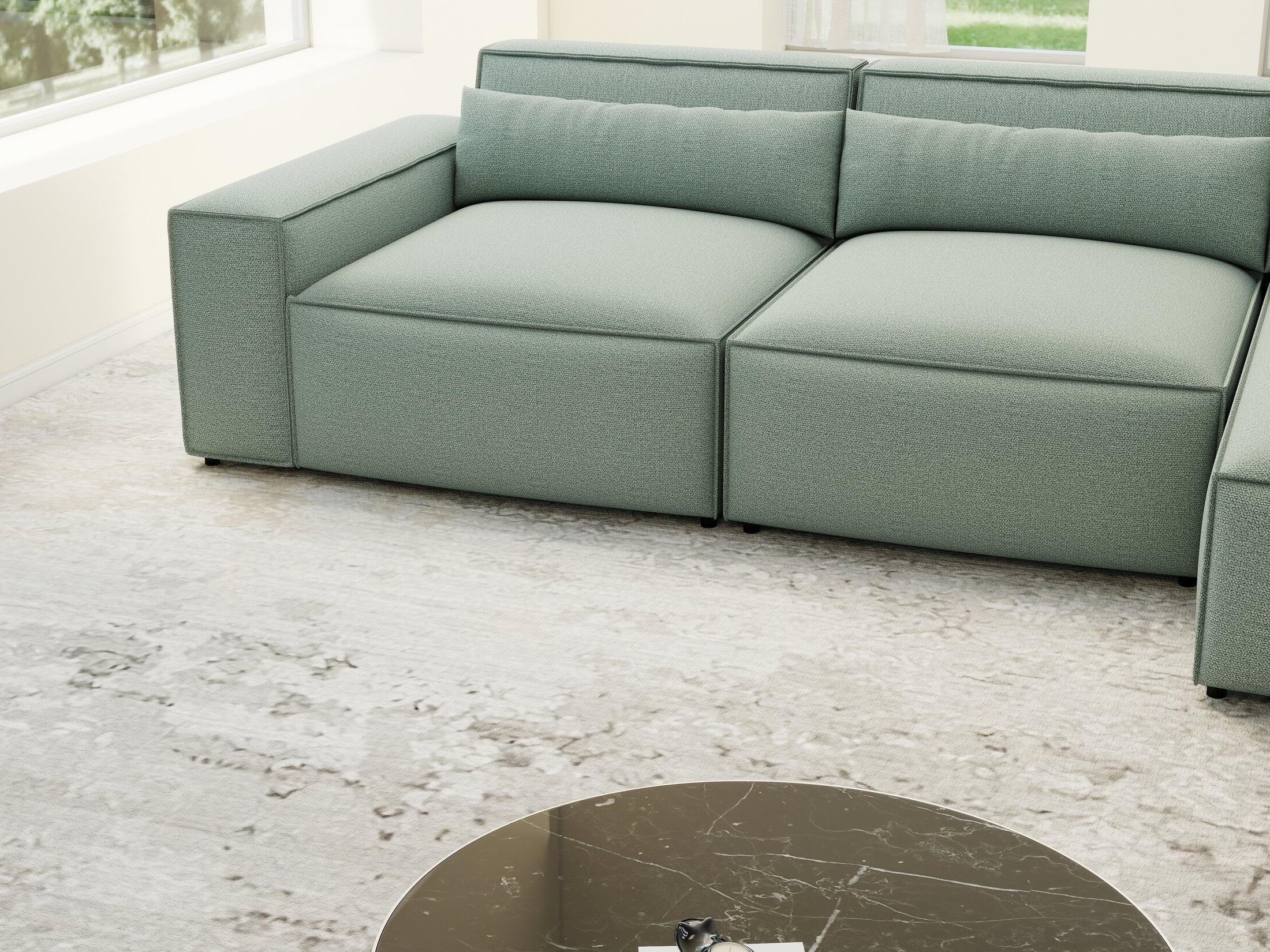 Colțar dumonde cu sezut confortabil din spuma HR, Marvelo XL Enjoy Verde Mint 366x175 cm II