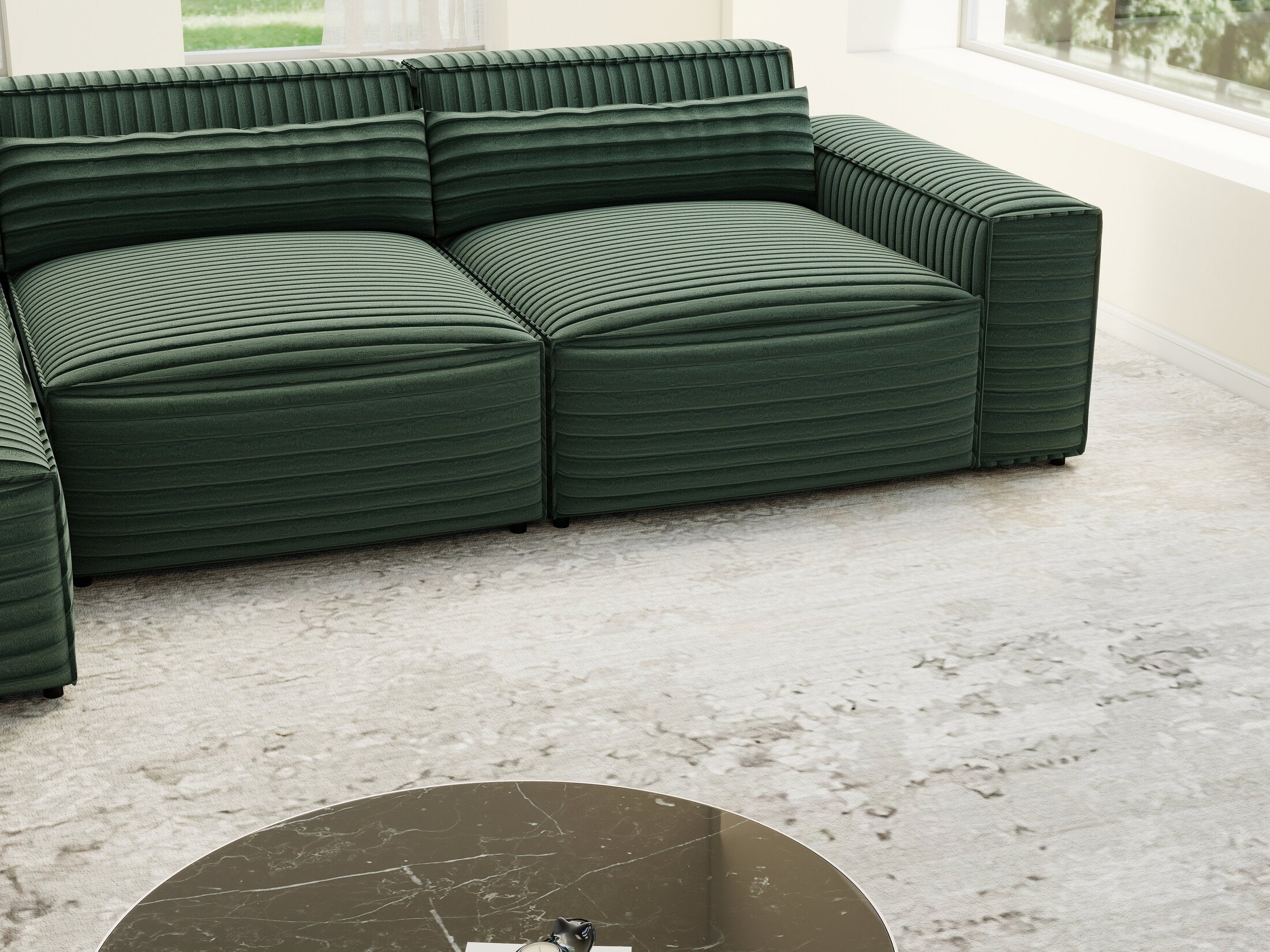 Colțar dumonde cu sezut confortabil din spuma HR, Marvelo XL Ambience Verde 366x175 cm