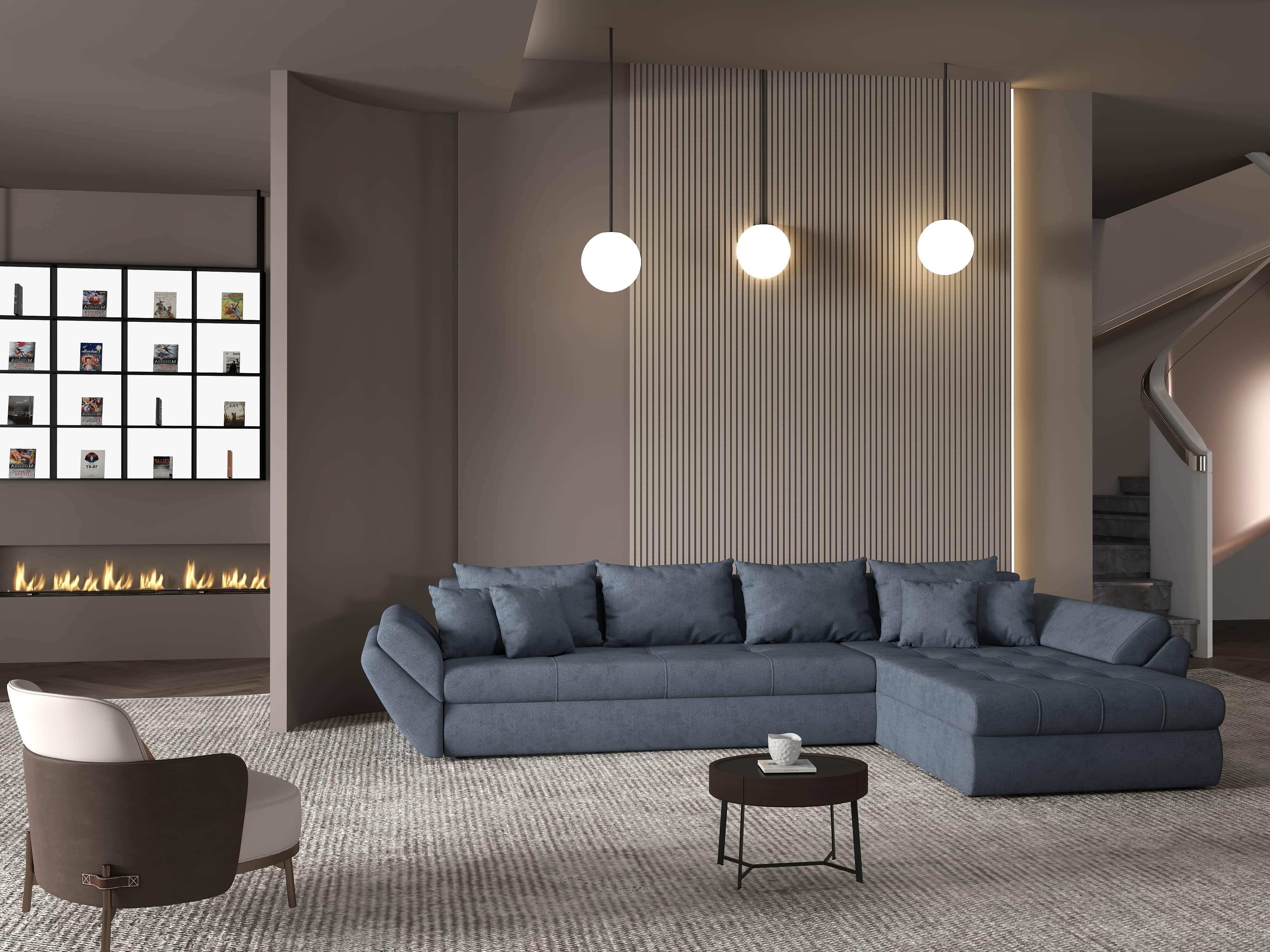 Colțar extensibil dumonde cu ladă de depozitare si sezut confortabil din spuma HR, Loana XL Enjoy Antracit II 335x185 cm Fabrica